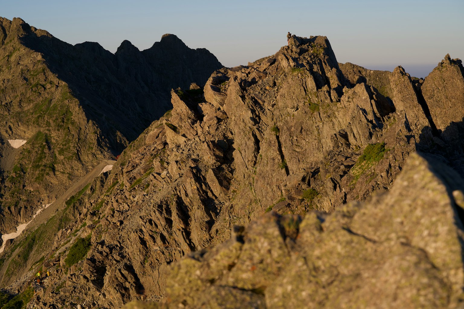 Dramatic mountain peaks with rugged rock formations