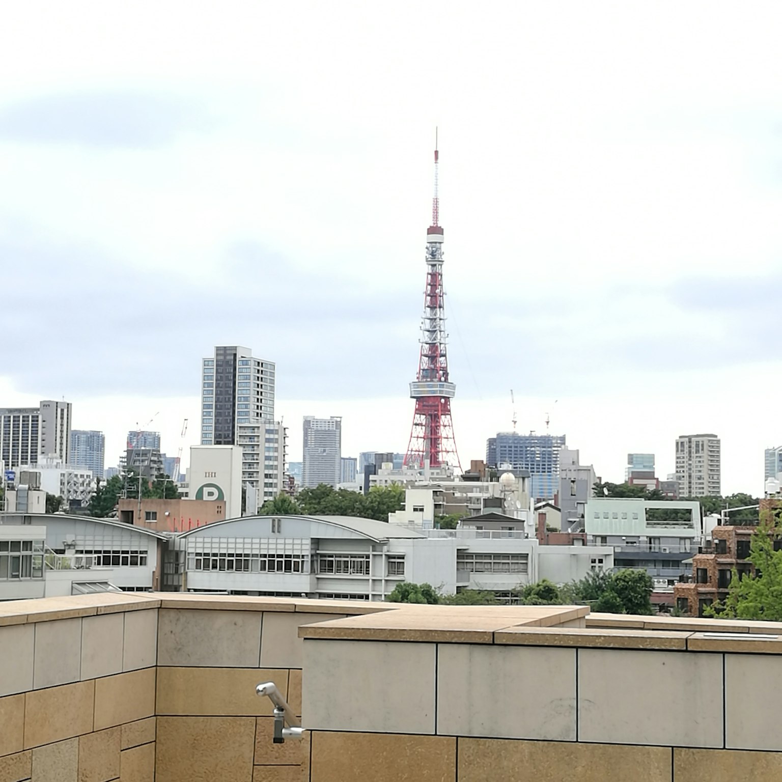 城市景觀，背景中有東京塔和現代建築