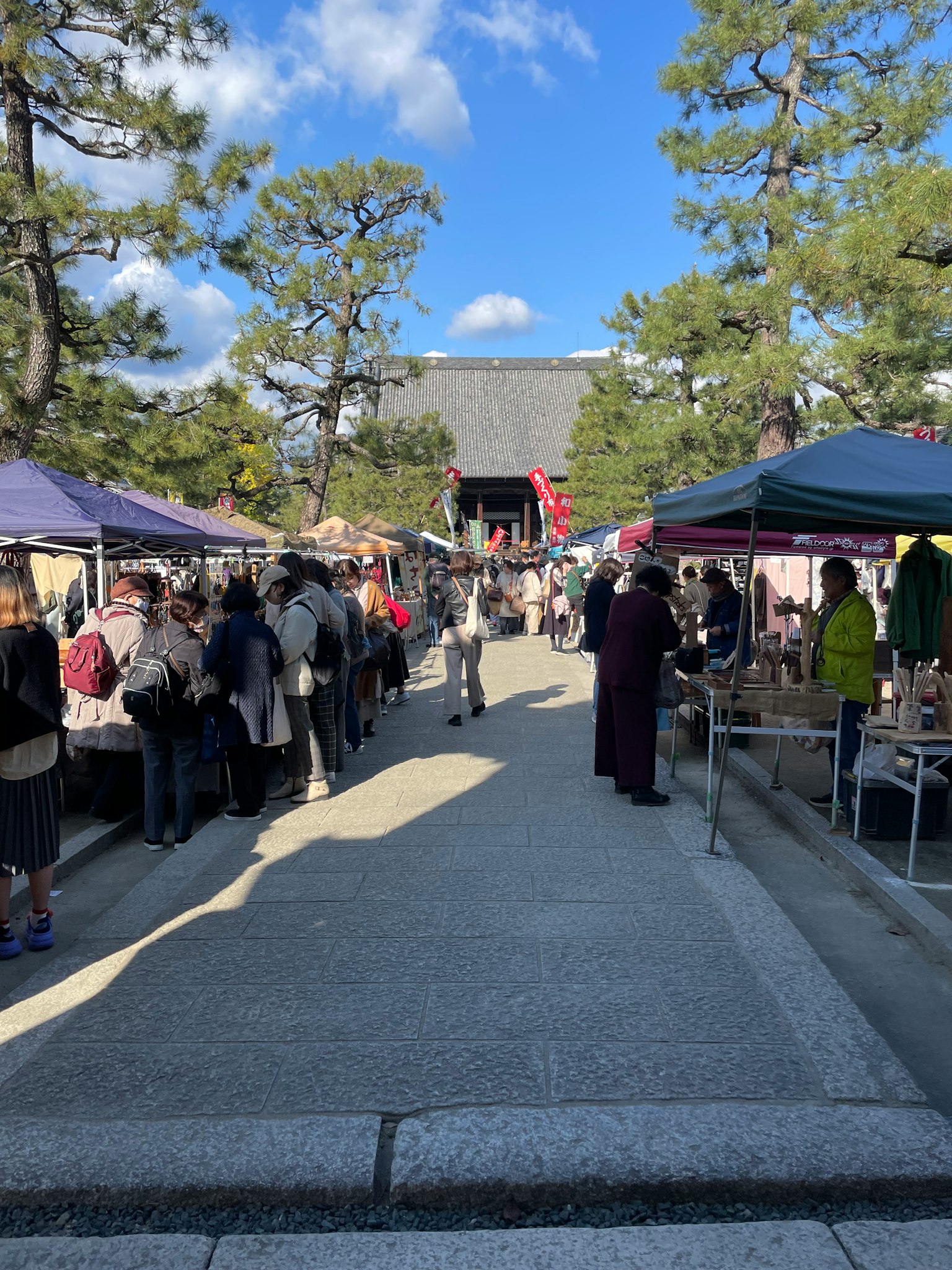 Scene of a market with people and stalls