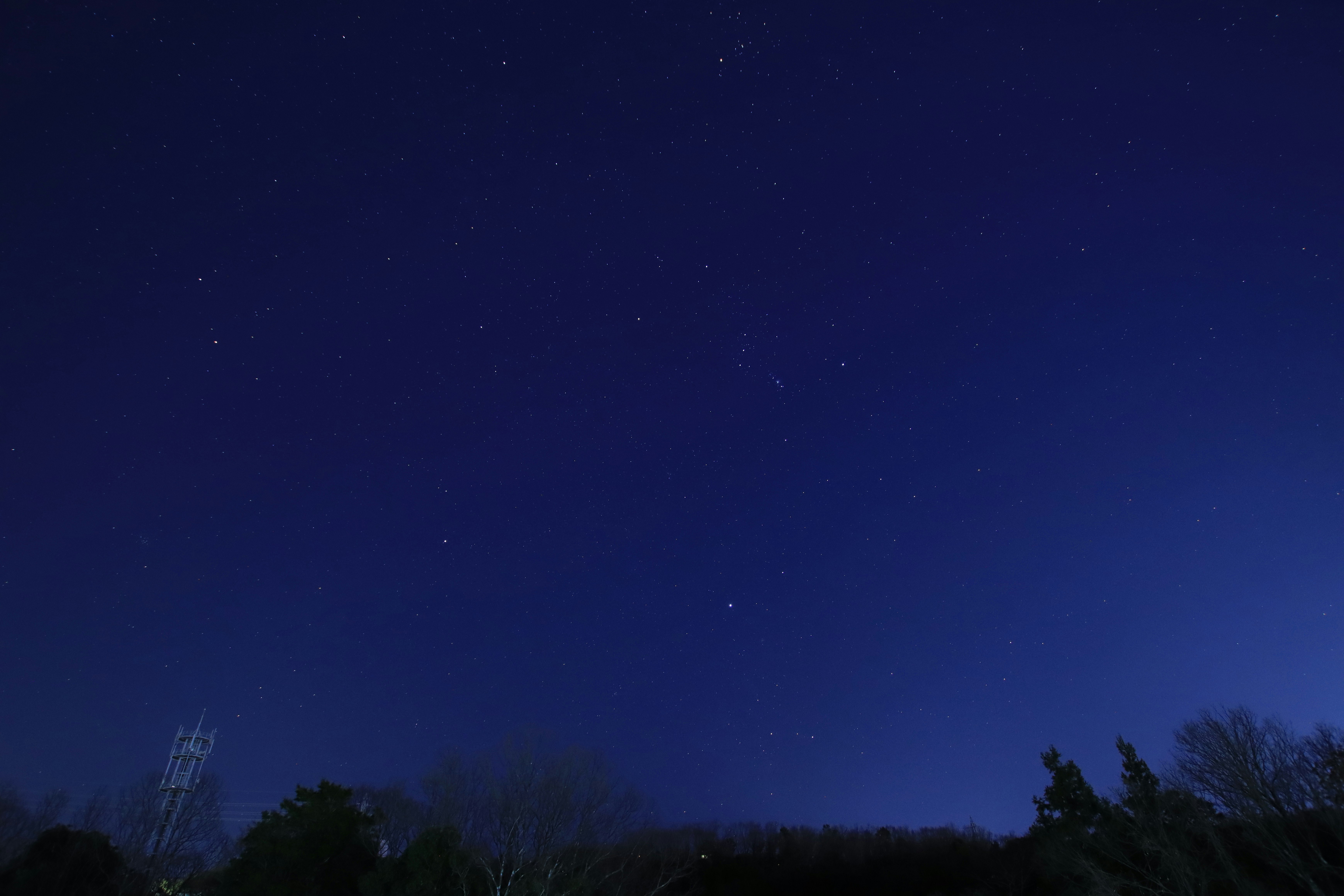 夜空に広がる星と薄明の空