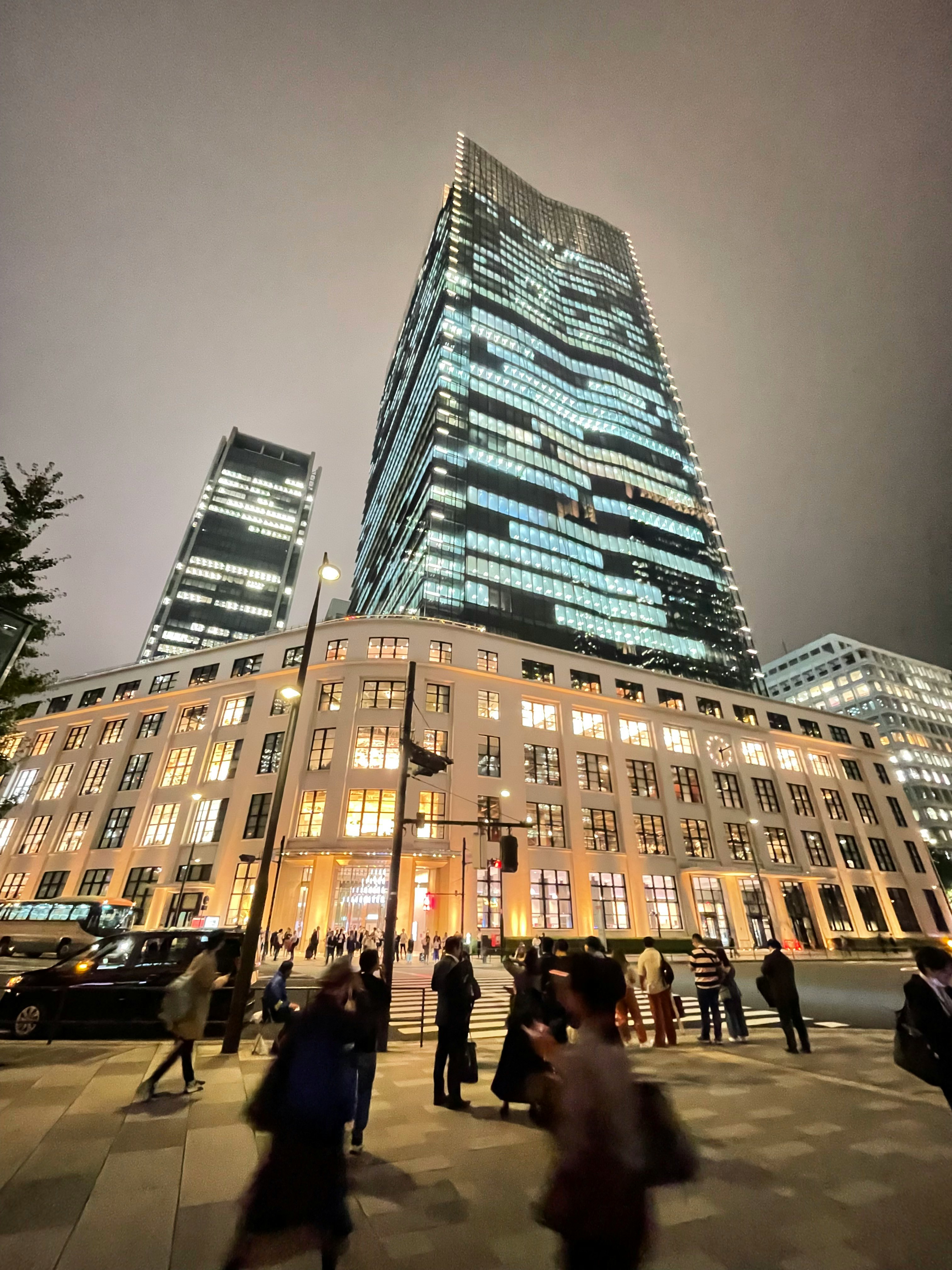 Tokyo high-rise buildings and night city street scene