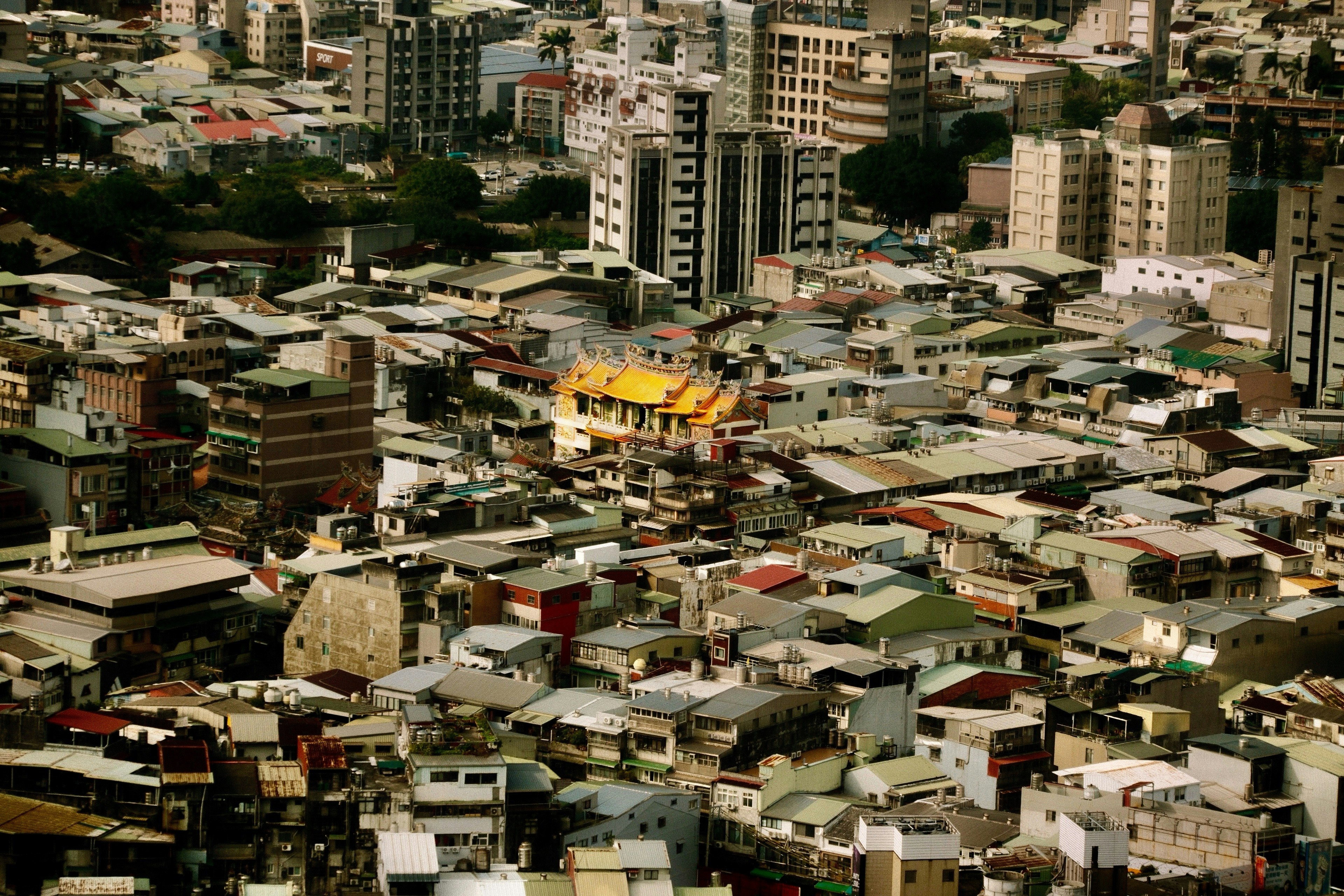 密集した住宅街の俯瞰風景
