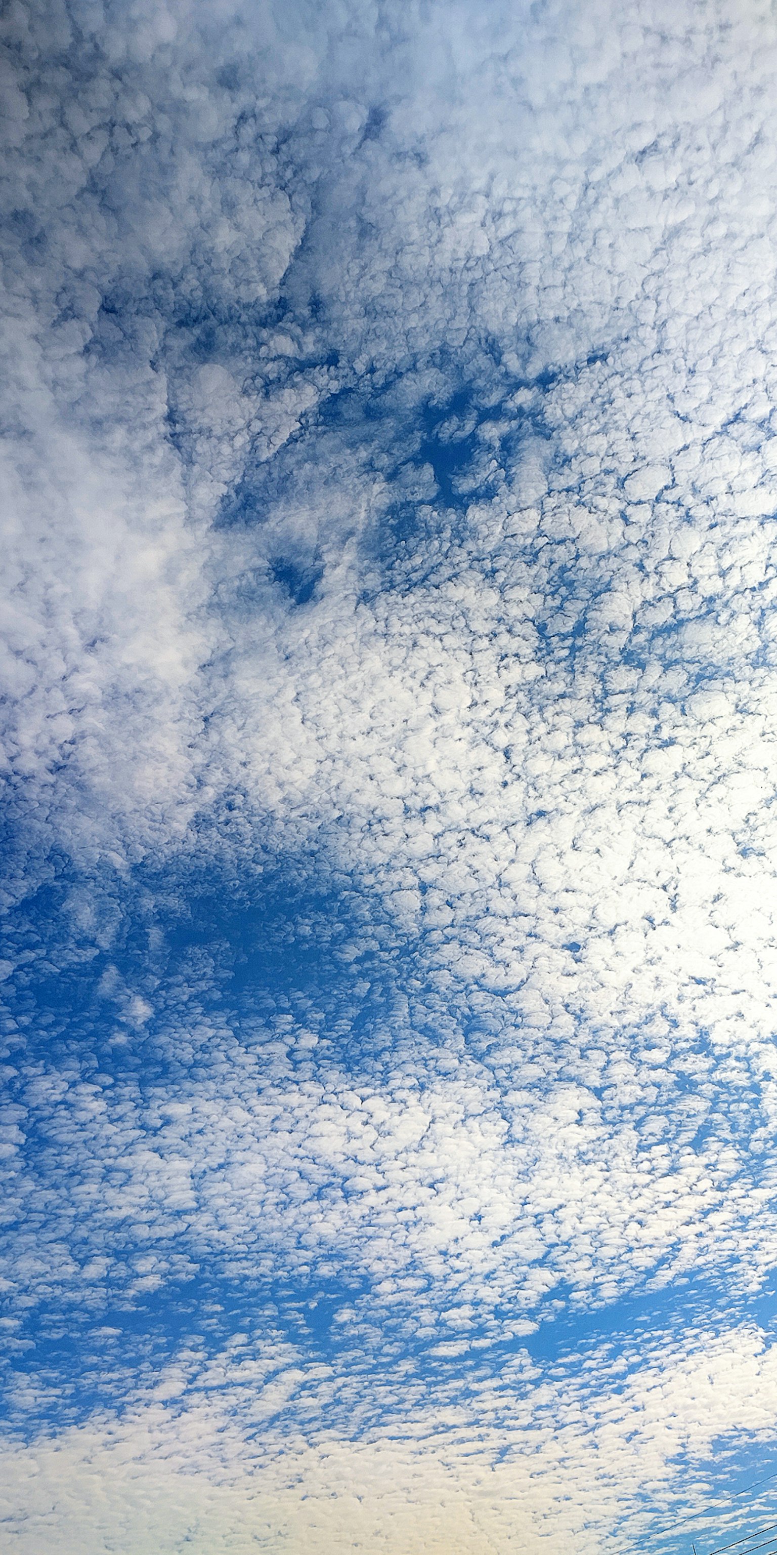 Expansive blue sky with white clouds
