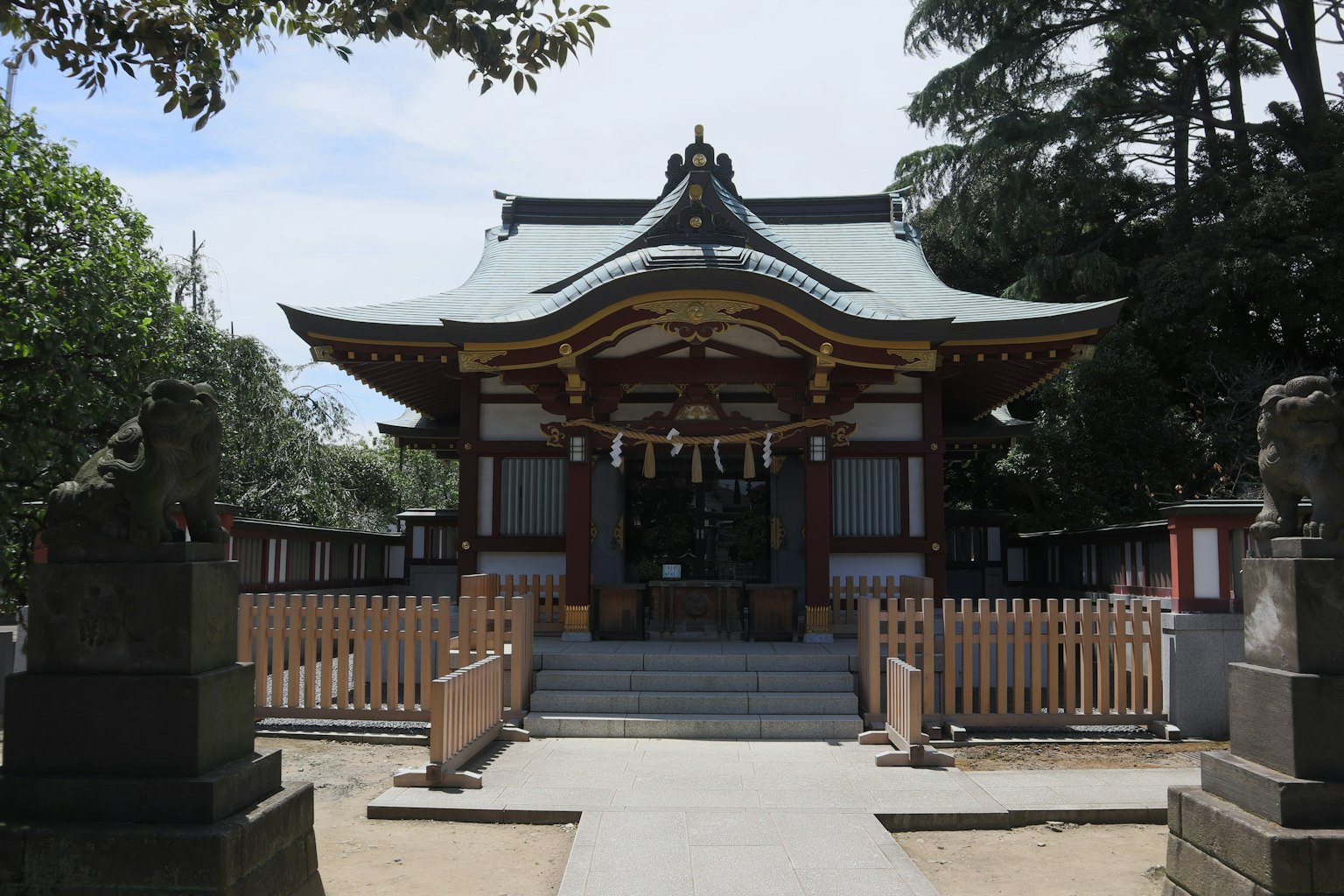 Beautiful shrine building surrounded by greenery