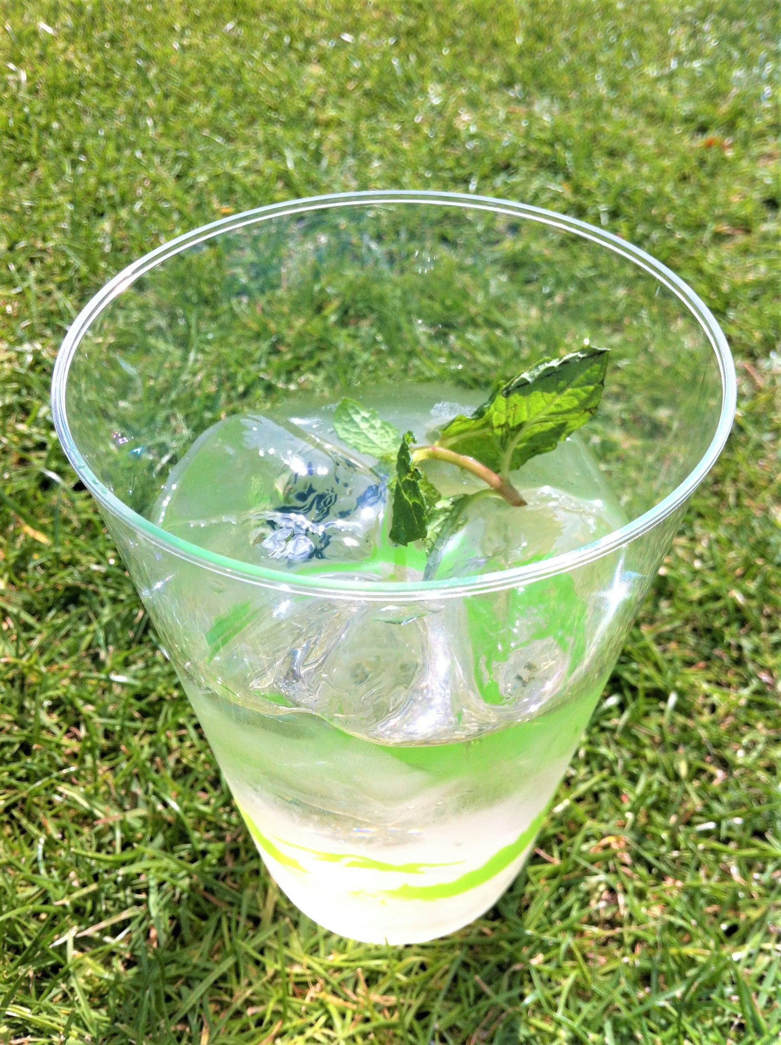 Bevanda rinfrescante con menta in un bicchiere trasparente