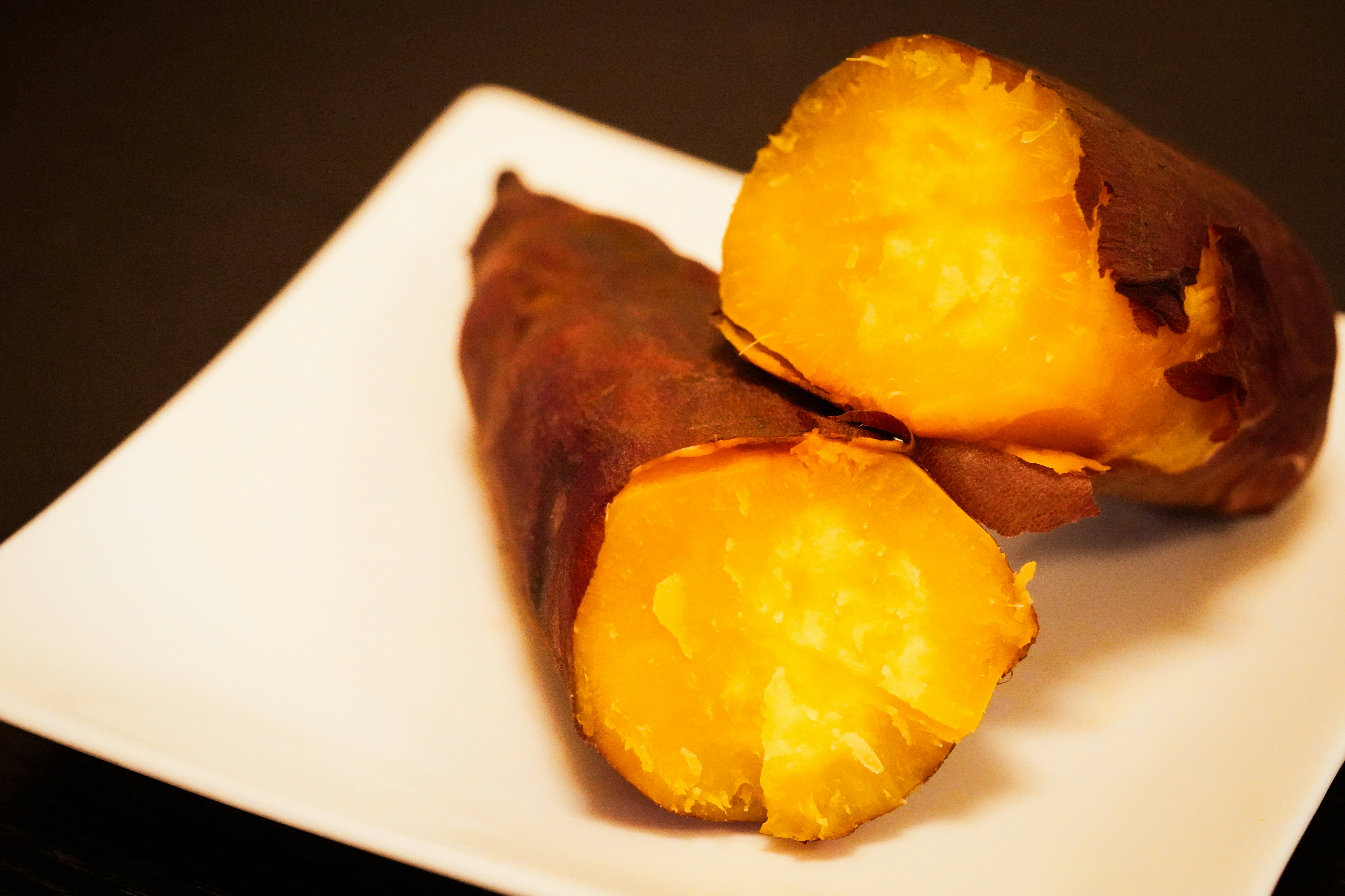 sliced roasted sweet potato on a plate