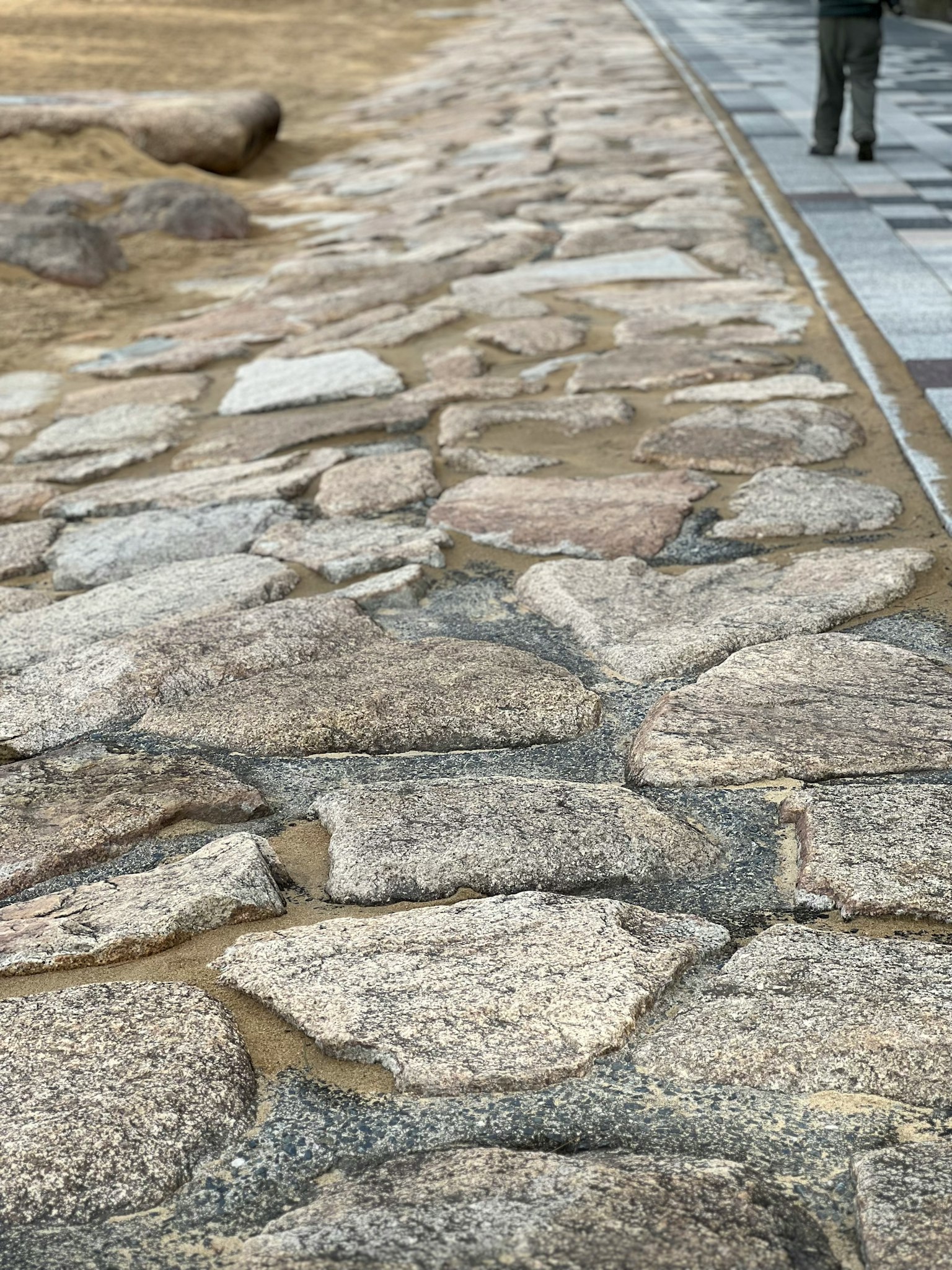 Camino de piedra con grandes piedras irregulares