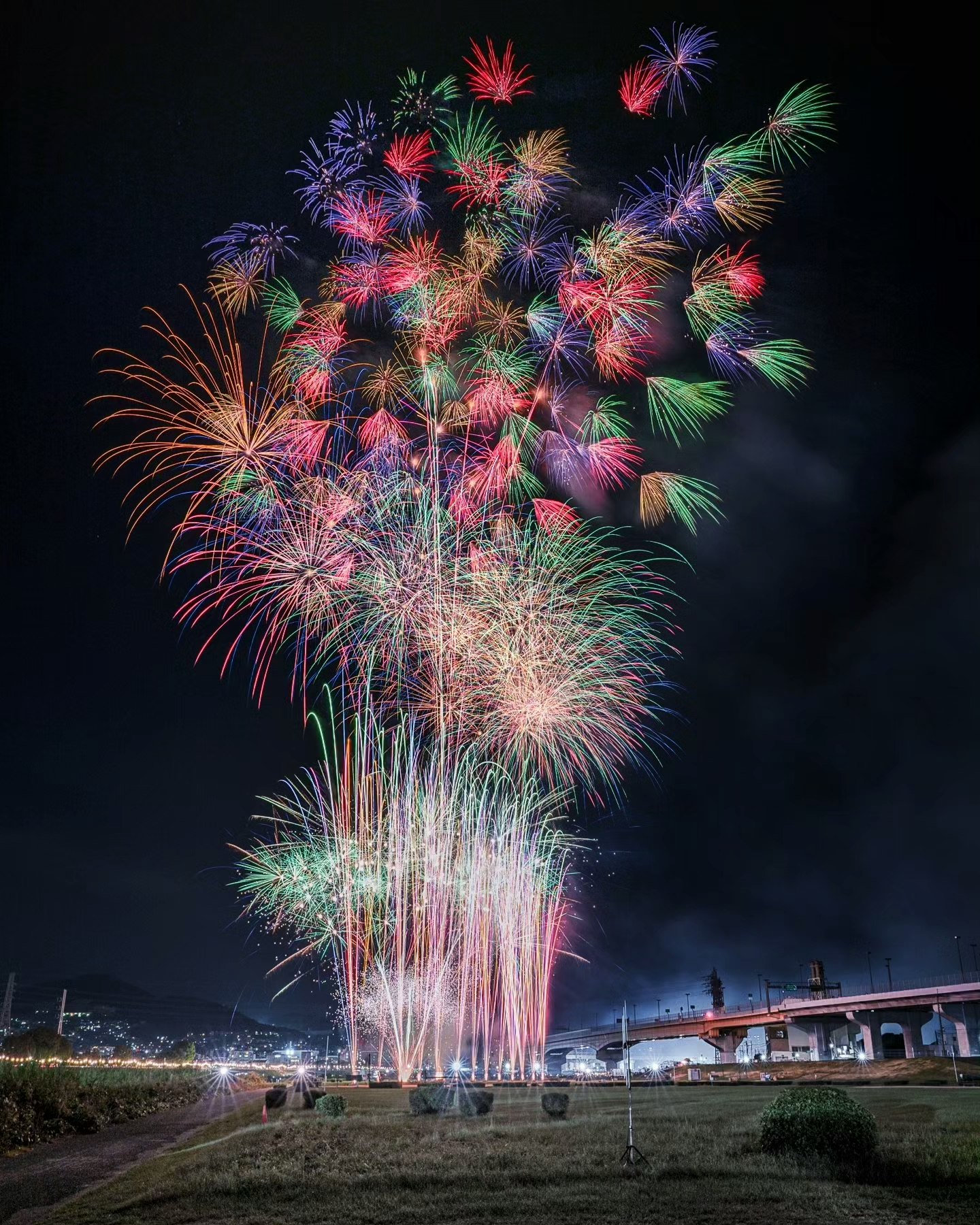Inagawa Fireworks Festival fireworks blooming in the night sky
