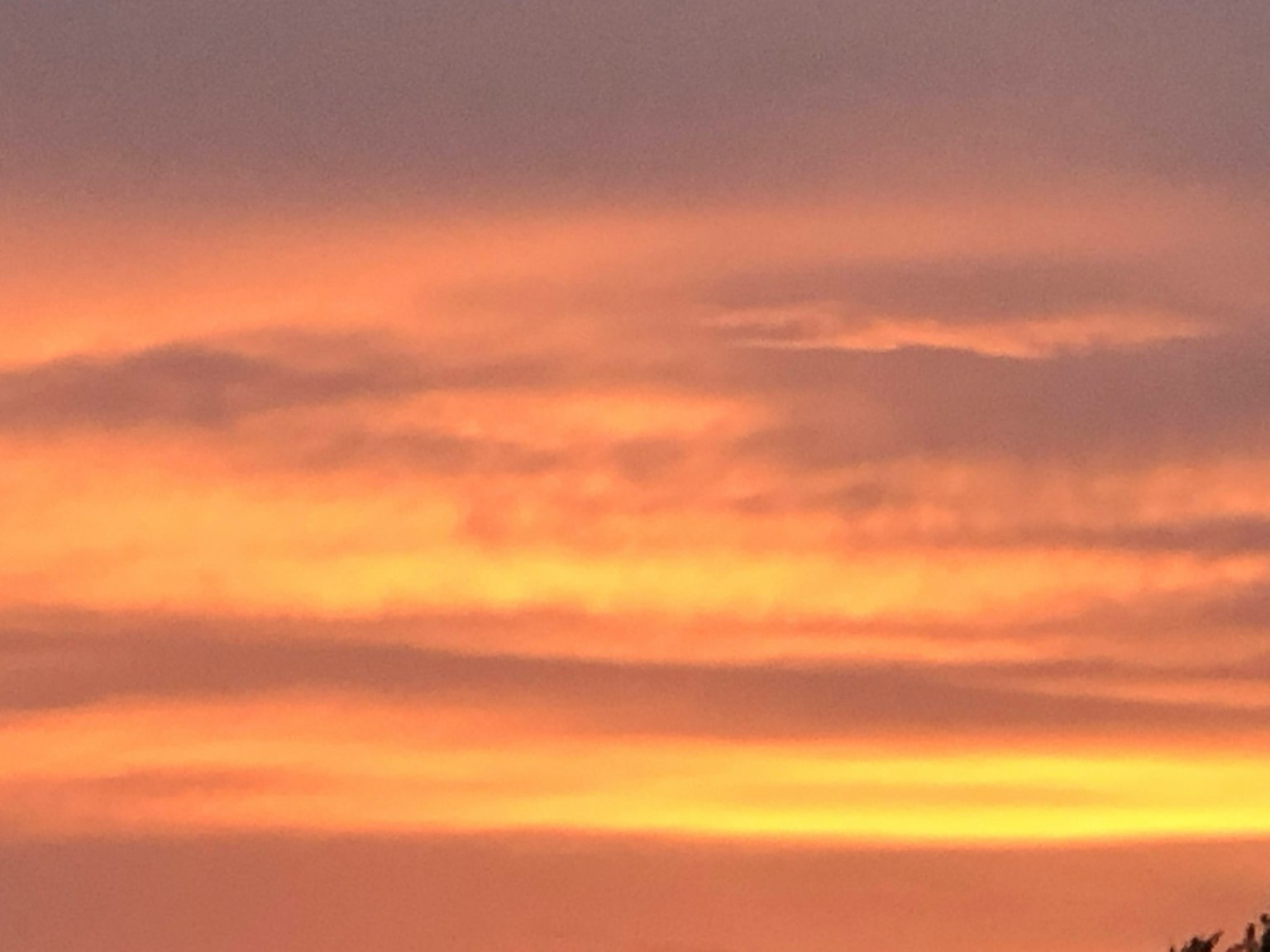 夕阳下橙色和粉色云彩在天空中扩散