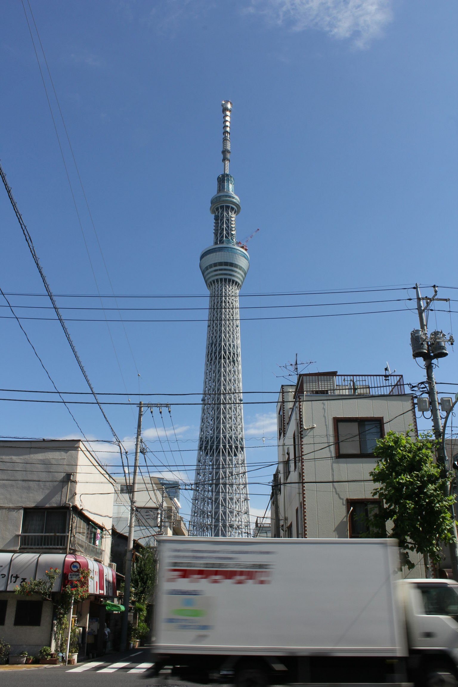 Tokyo Skytree with urban scenery and blue sky