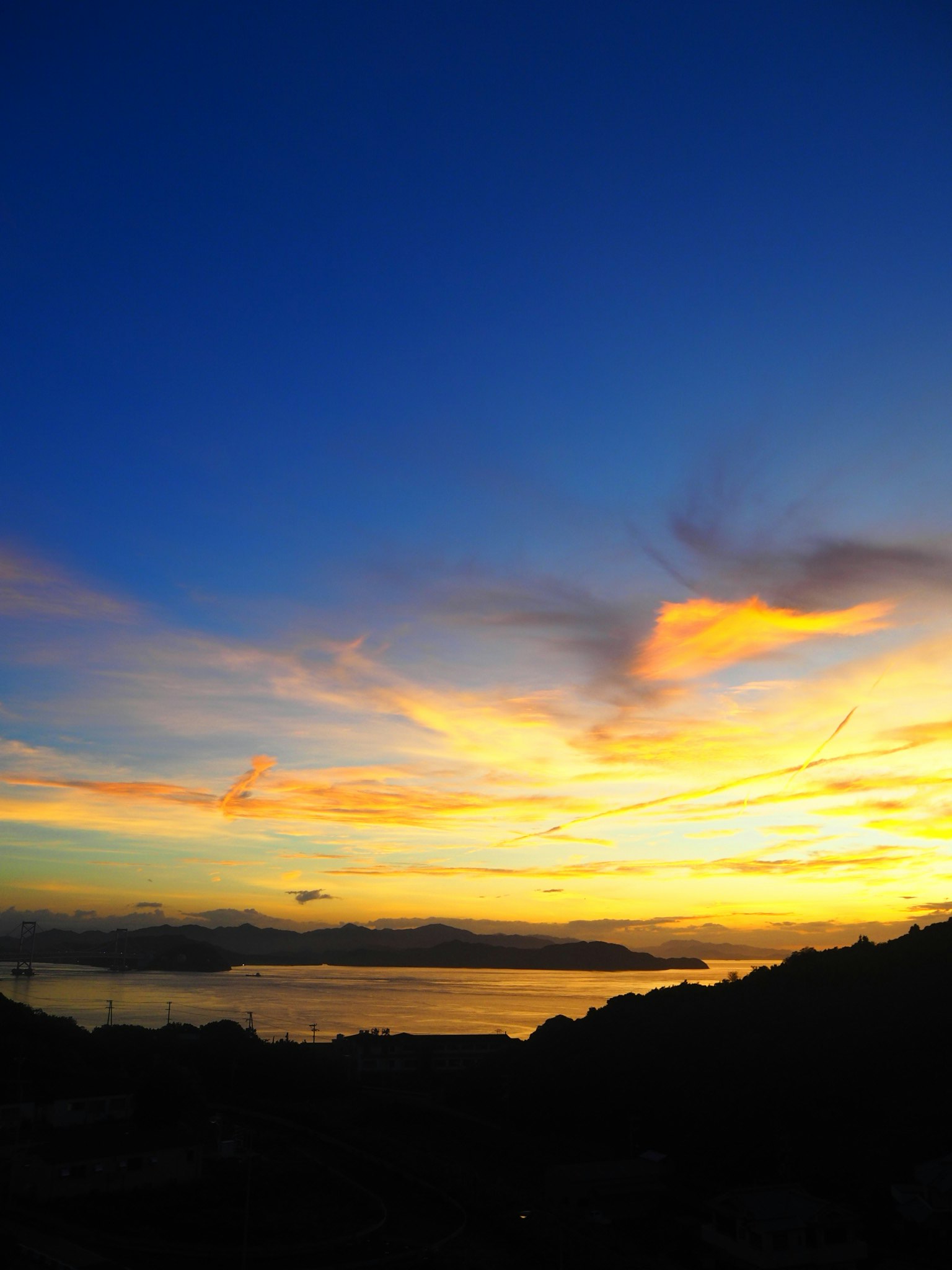 Beautiful sunset view with gradient of blue sky