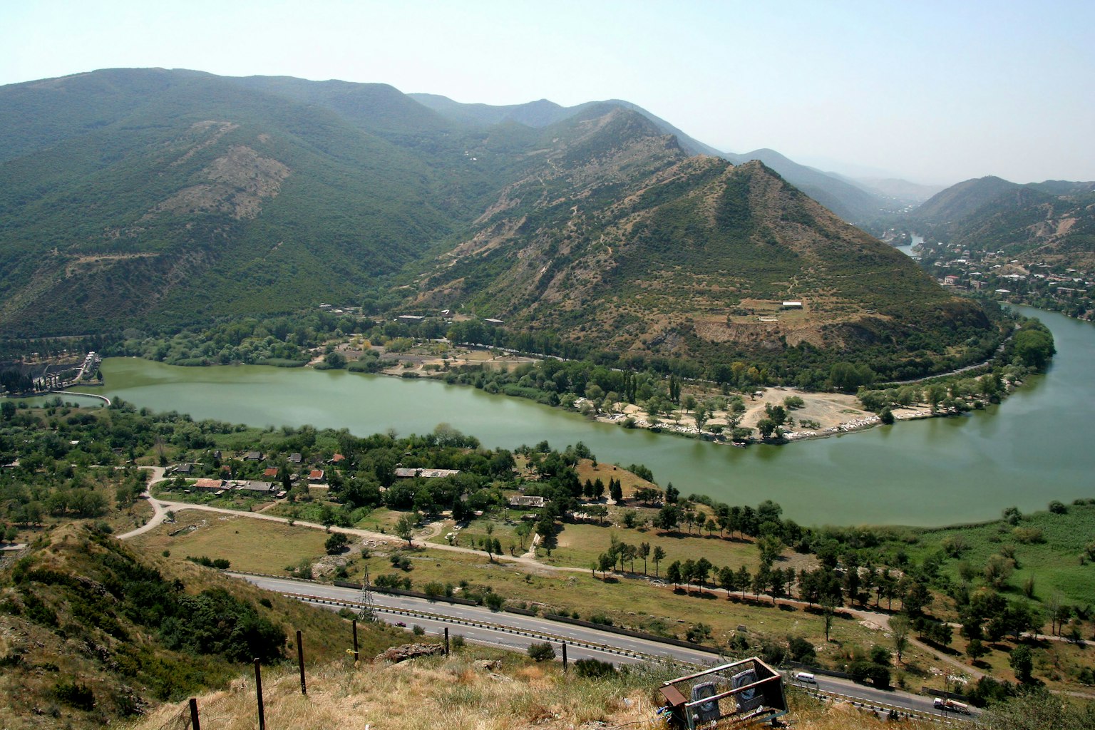Scenic view of mountains and river landscape