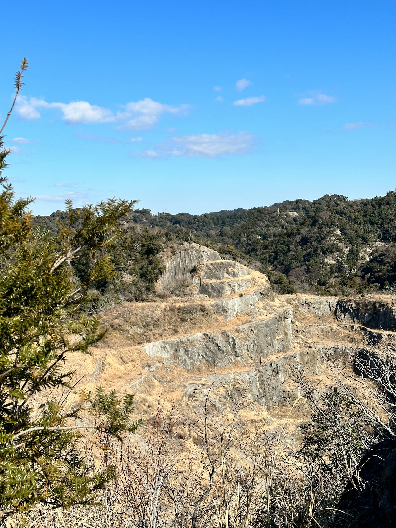 Dry mountainous landscape with blue sky