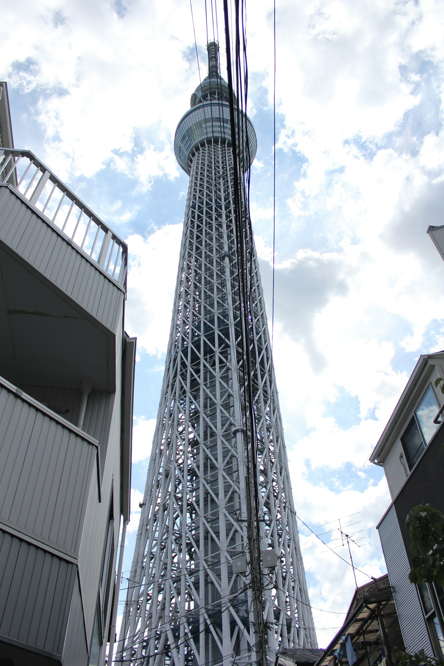 Immagine della Tokyo Skytree che svetta sopra gli edifici circostanti