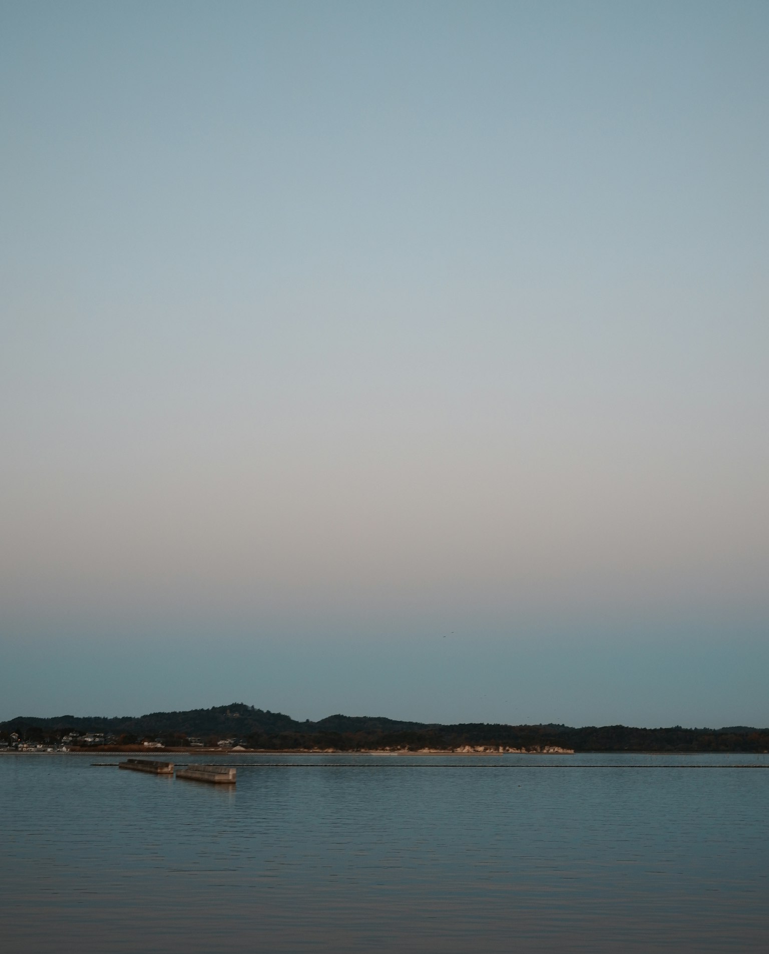 Calm water surface and serene sky view