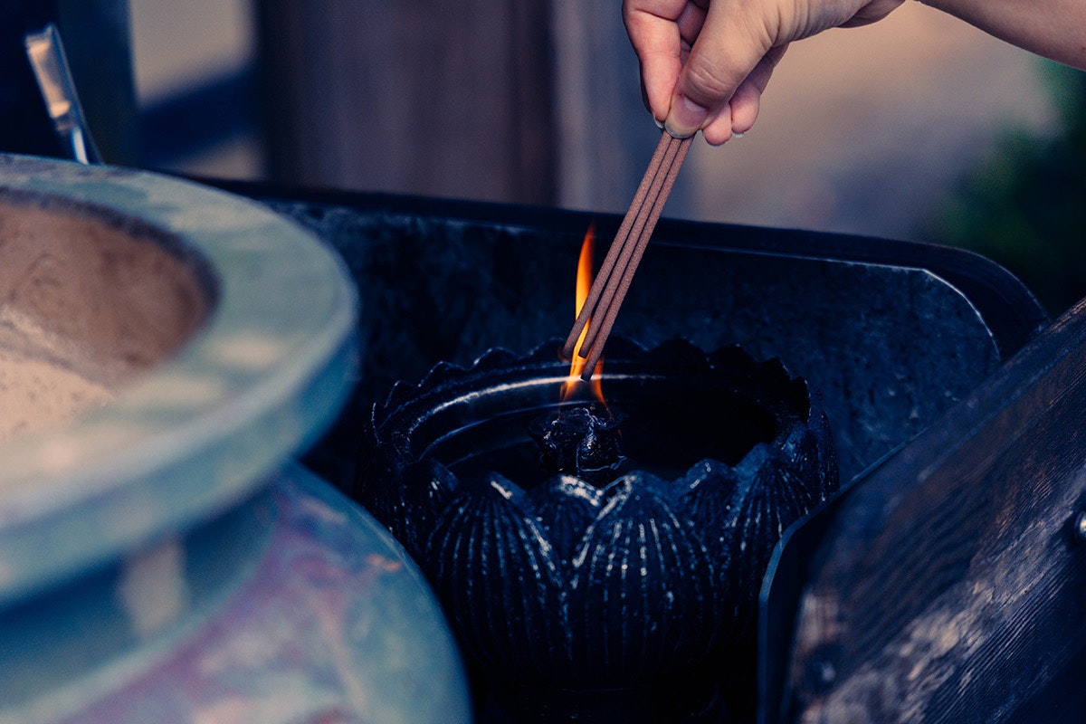 七五三の祈願で使う火を灯す手元