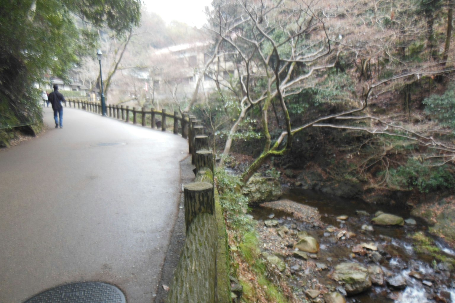 沿著流動溪流的風景小徑