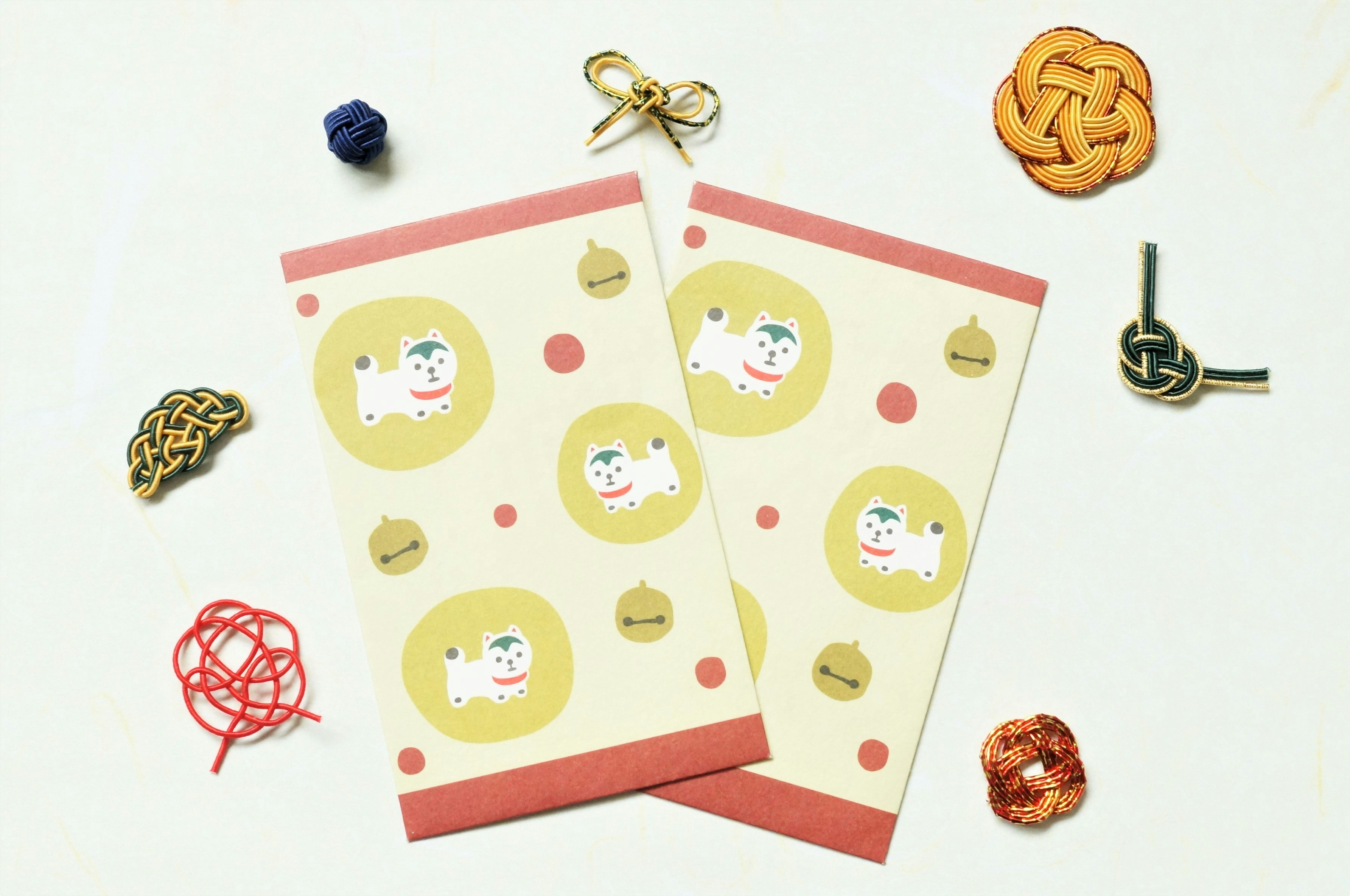 Japanese-style stationery envelopes with decorative knots