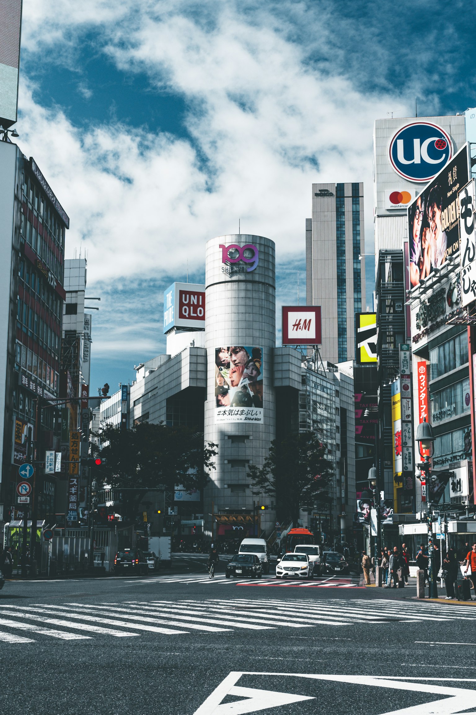 Vista dell'incrocio di Shibuya con grattacieli