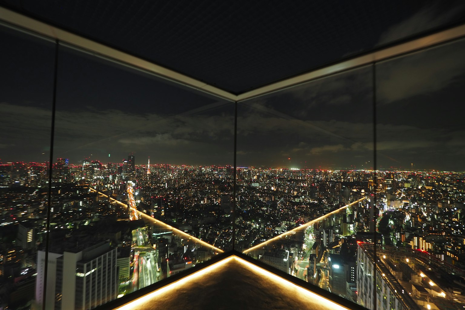 Stunning night view of Tokyo from an observation deck