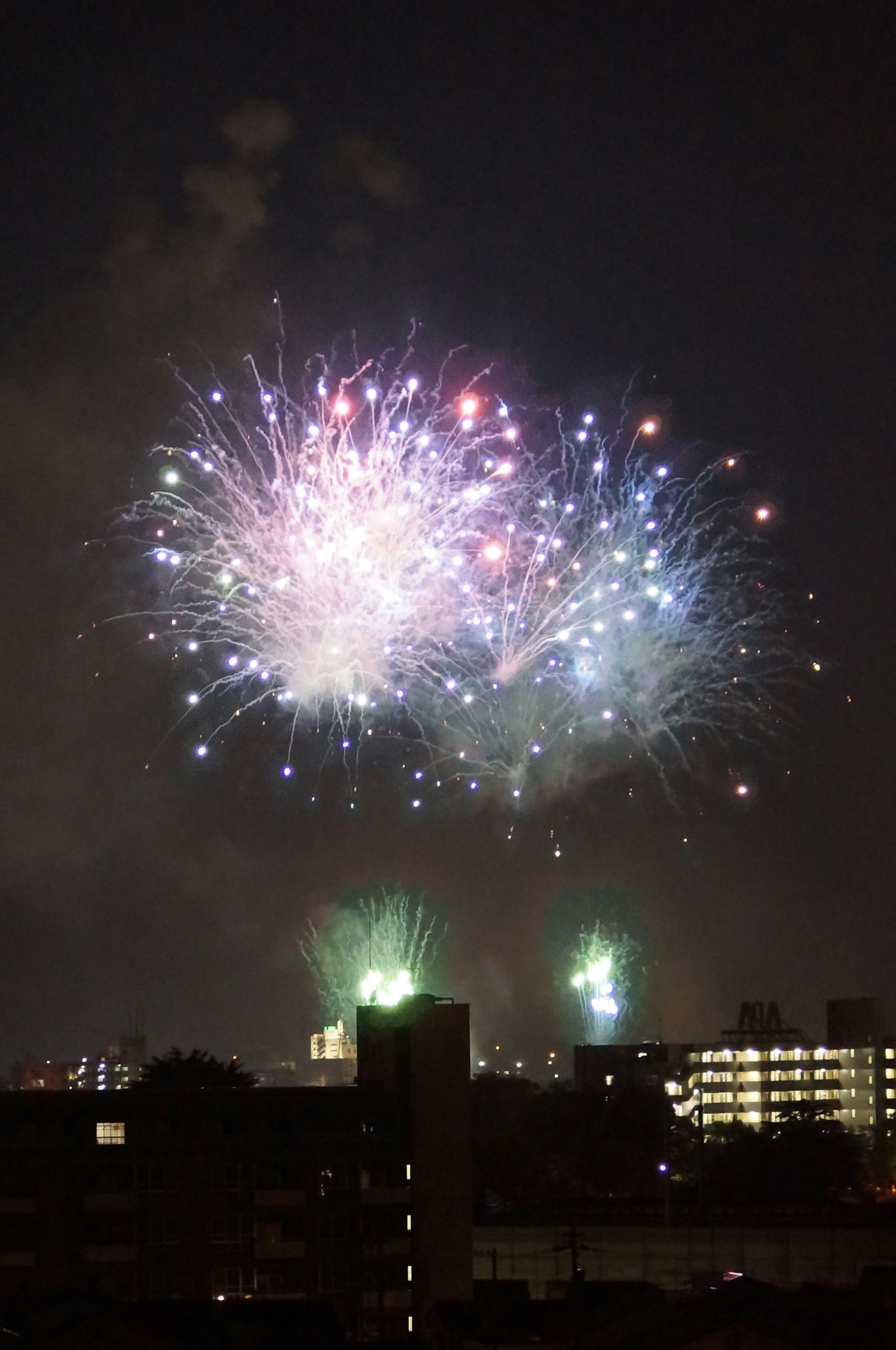夜空中繽紛的煙火表演