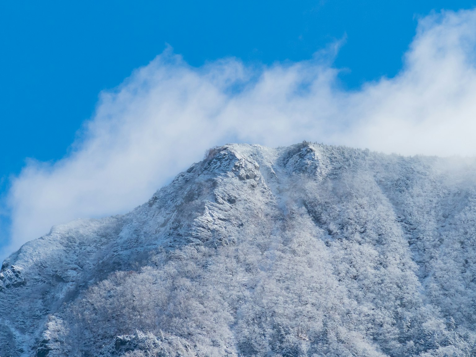 雪覆蓋的山峰與藍天