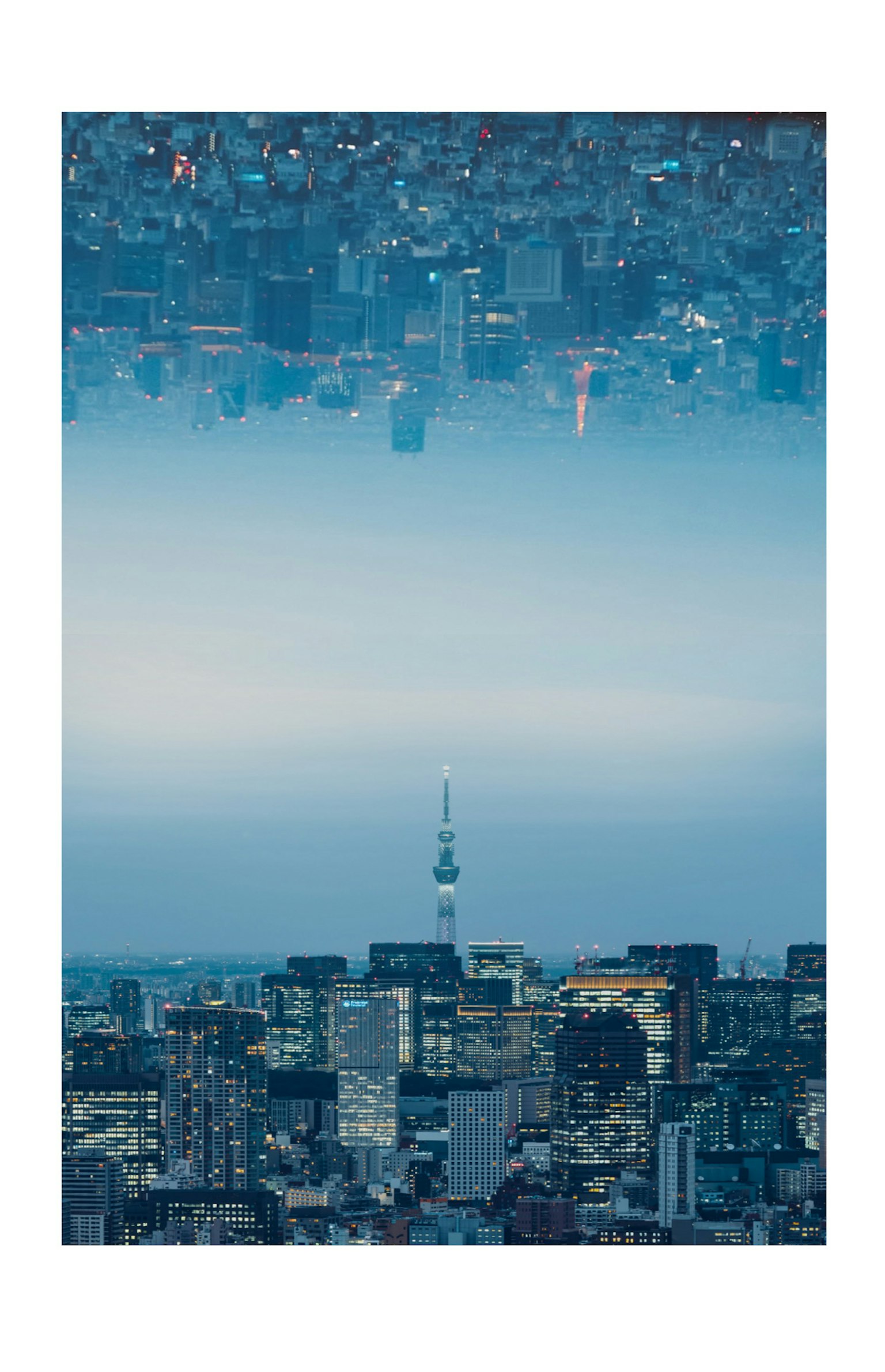 Stunning reflection of Tokyo skyline and Tokyo Tower captured upside down