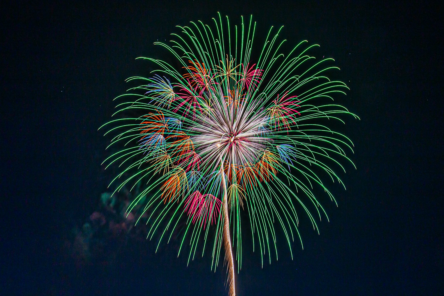 Fuochi d'artificio vivaci che illuminano il cielo notturno