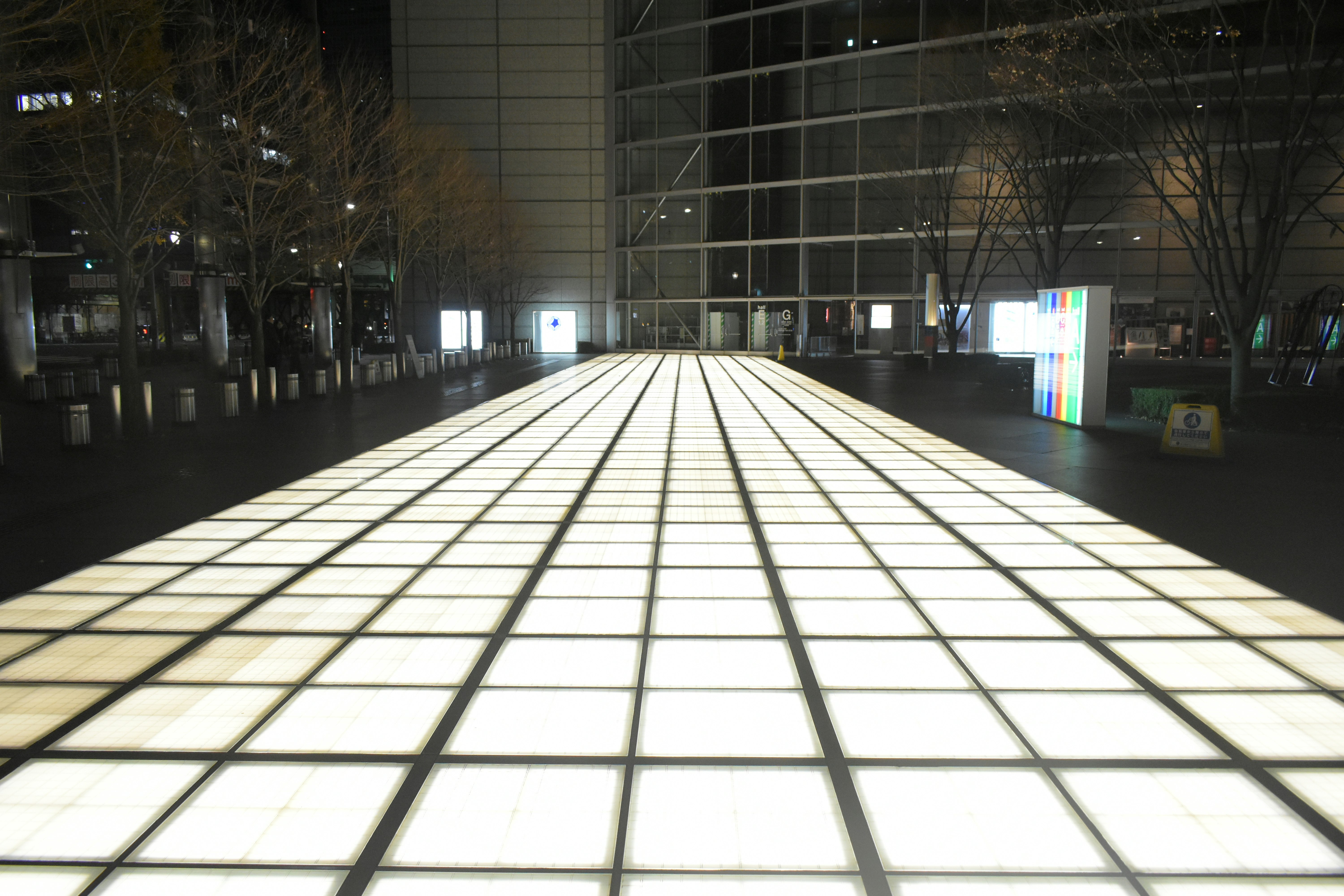ライトアップされた東京国際フォーラムの床