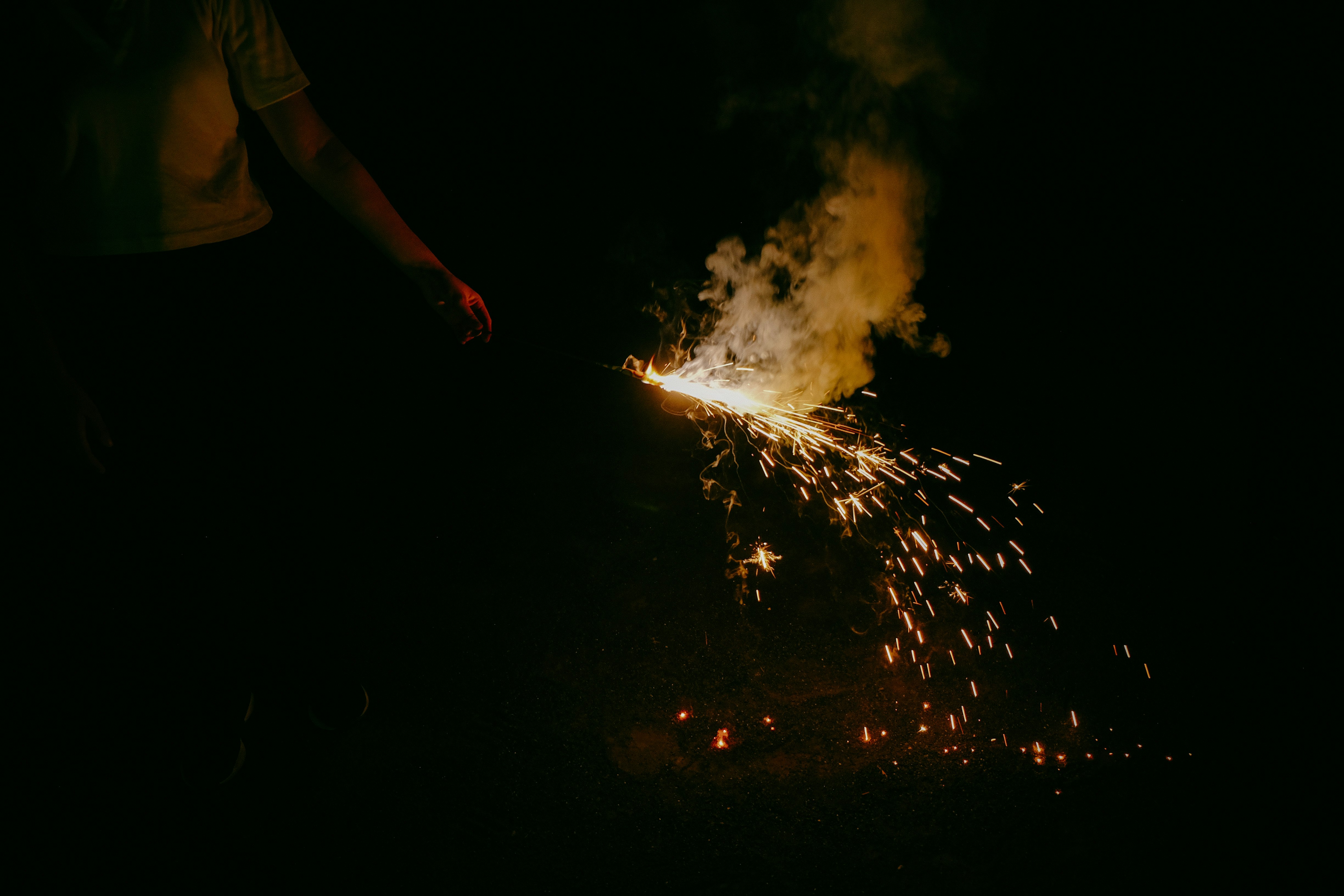 a summer night moment with sparks flying