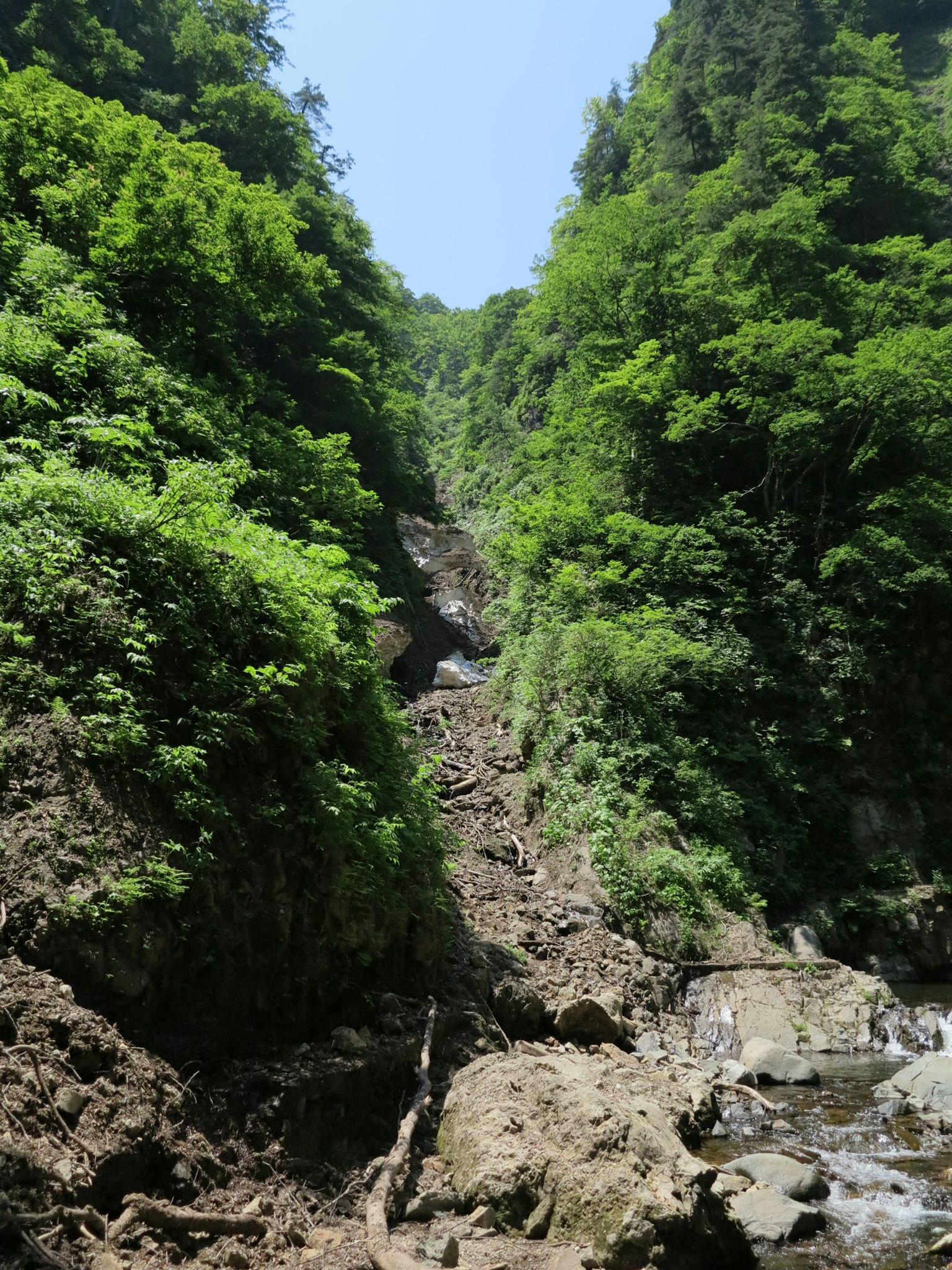 ทิวทัศน์ที่สวยงามของน้ำตกในหุบเขาที่เขียวชอุ่ม