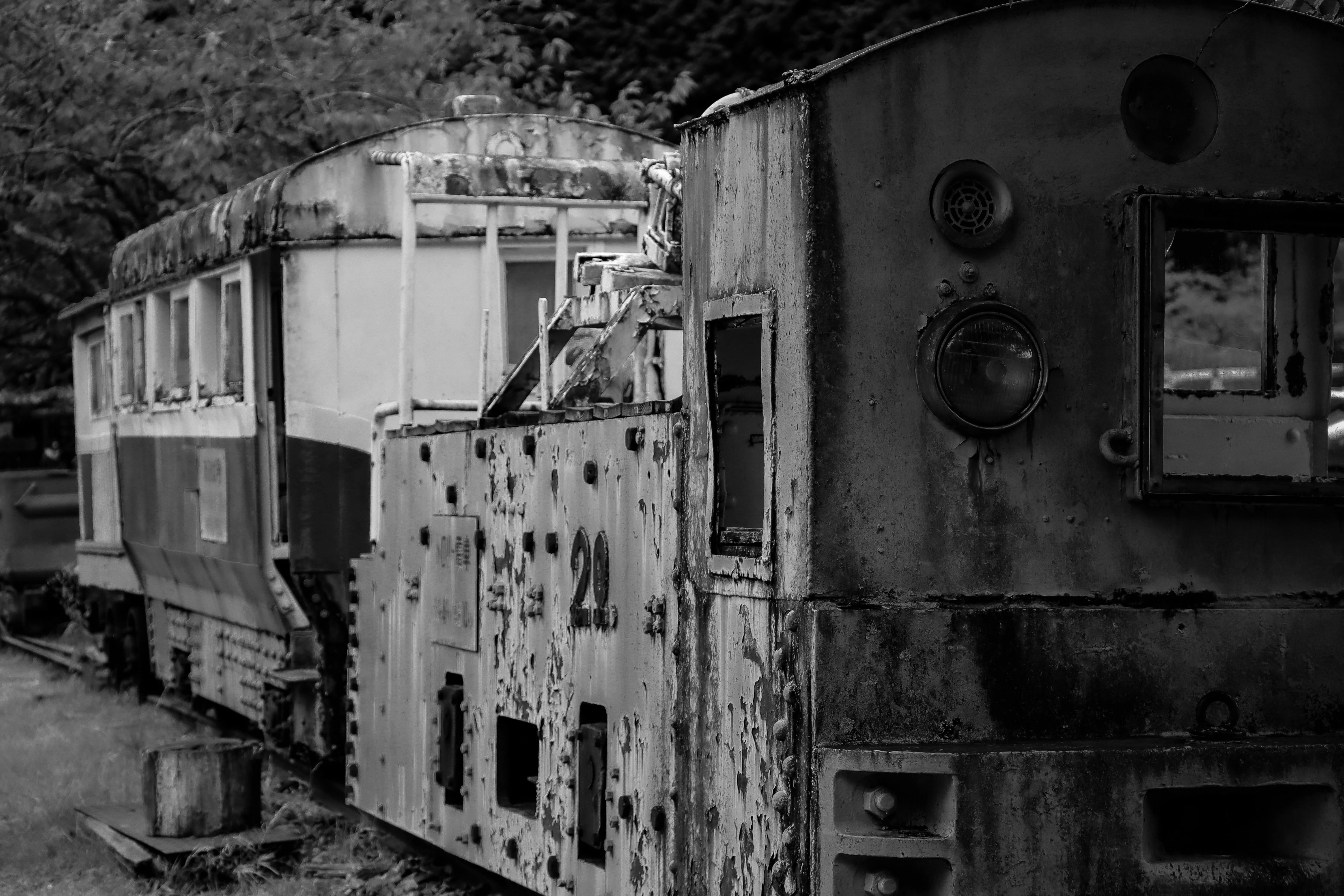 生野銀山のレトロな機械列車の車両外観