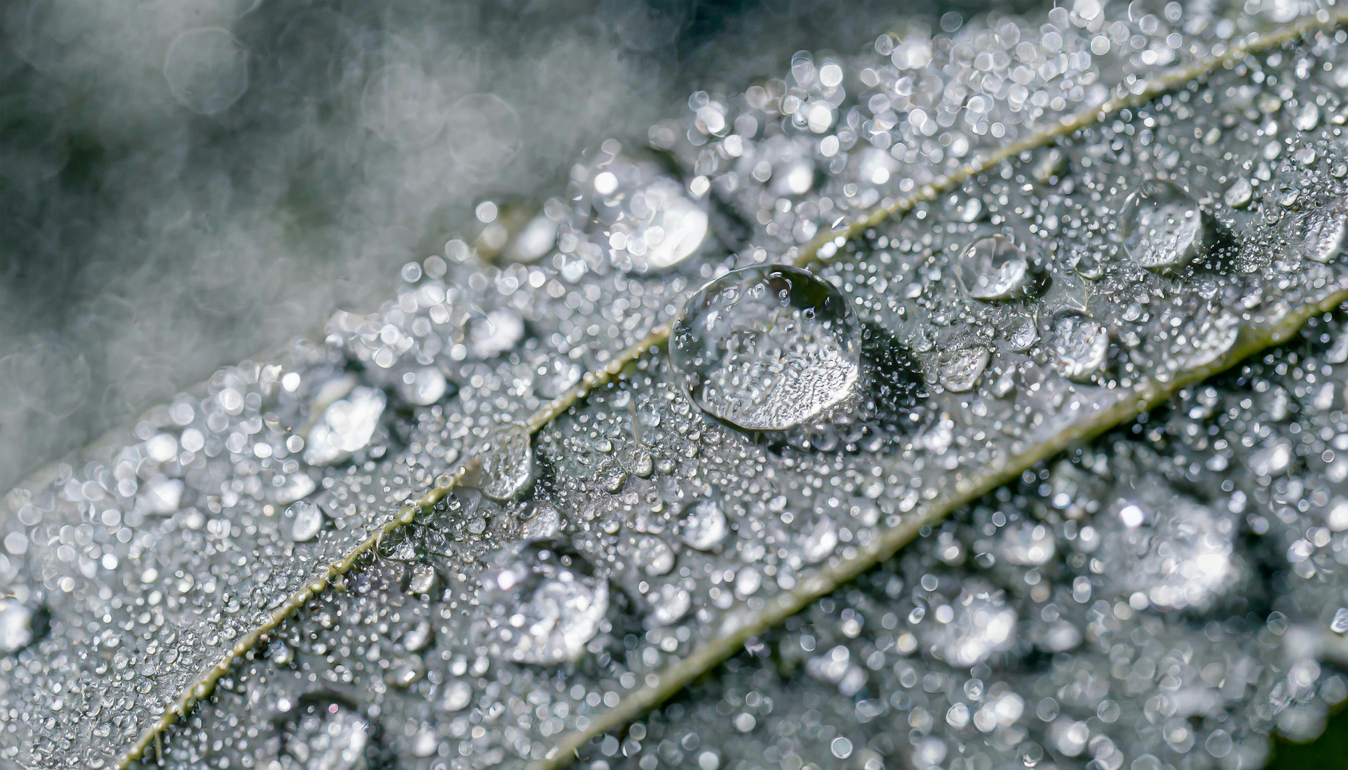 gros plan d’une feuille couverte de gouttes de pluie
