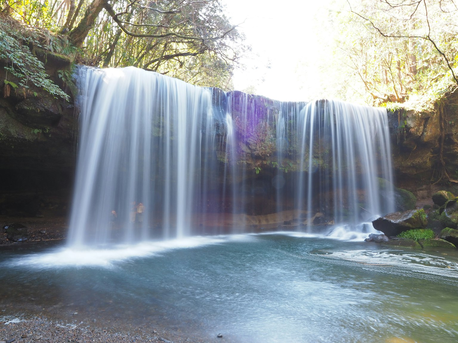 Beautiful waterfall with clear flowing water