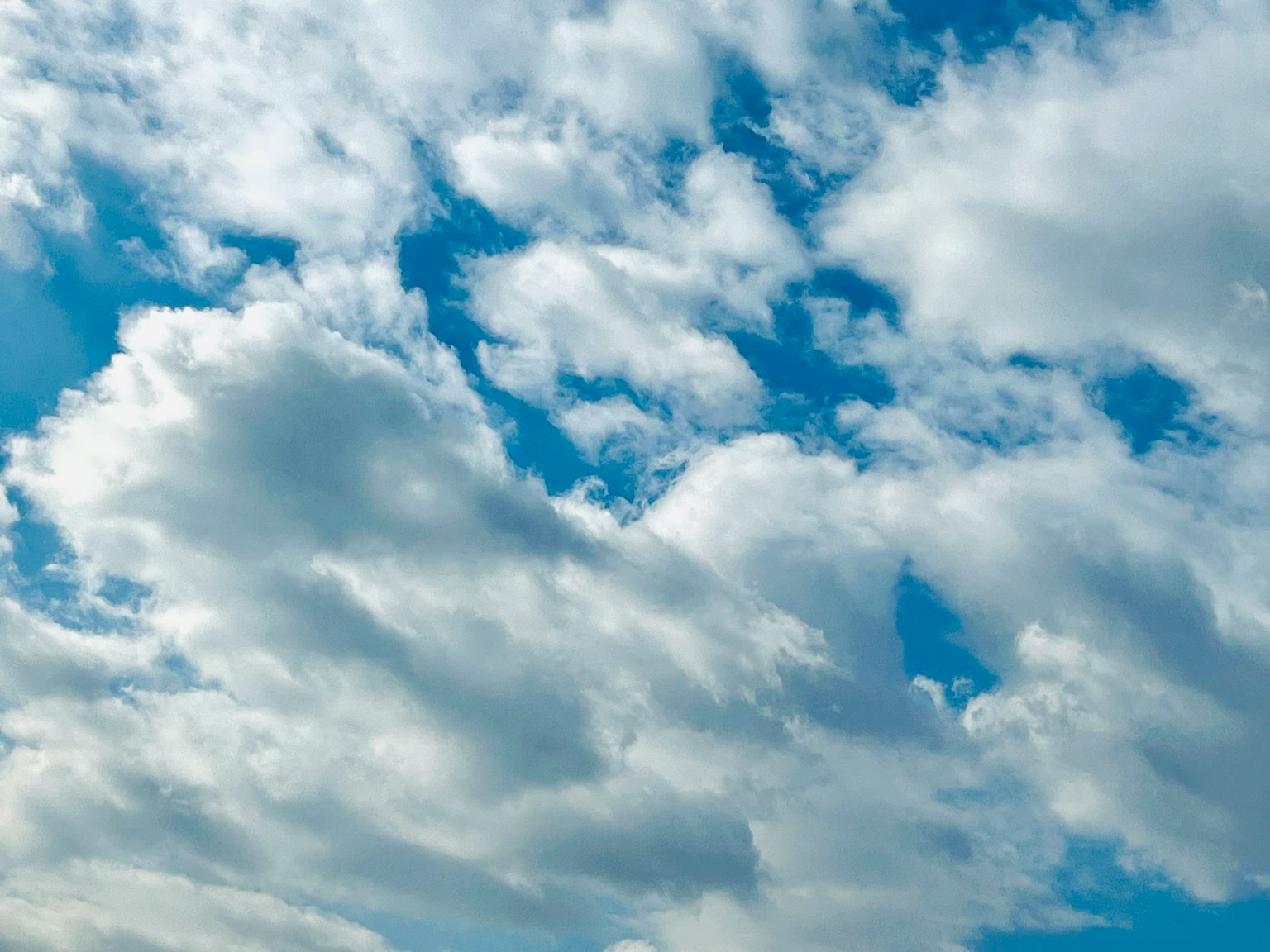 Ciel rempli de nuages blancs et d'un fond bleu