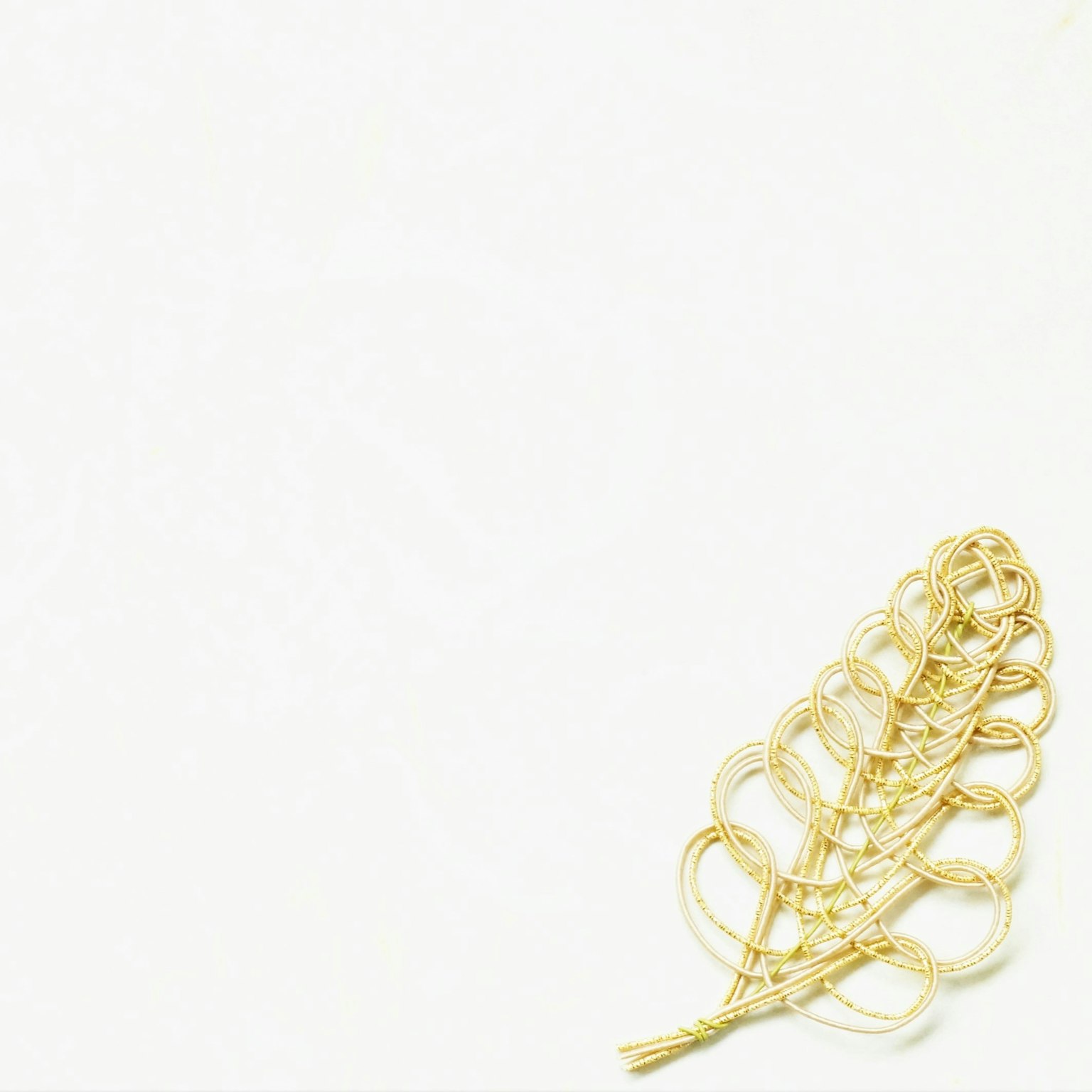 Un design decorativo a forma di foglia dorata su uno sfondo bianco