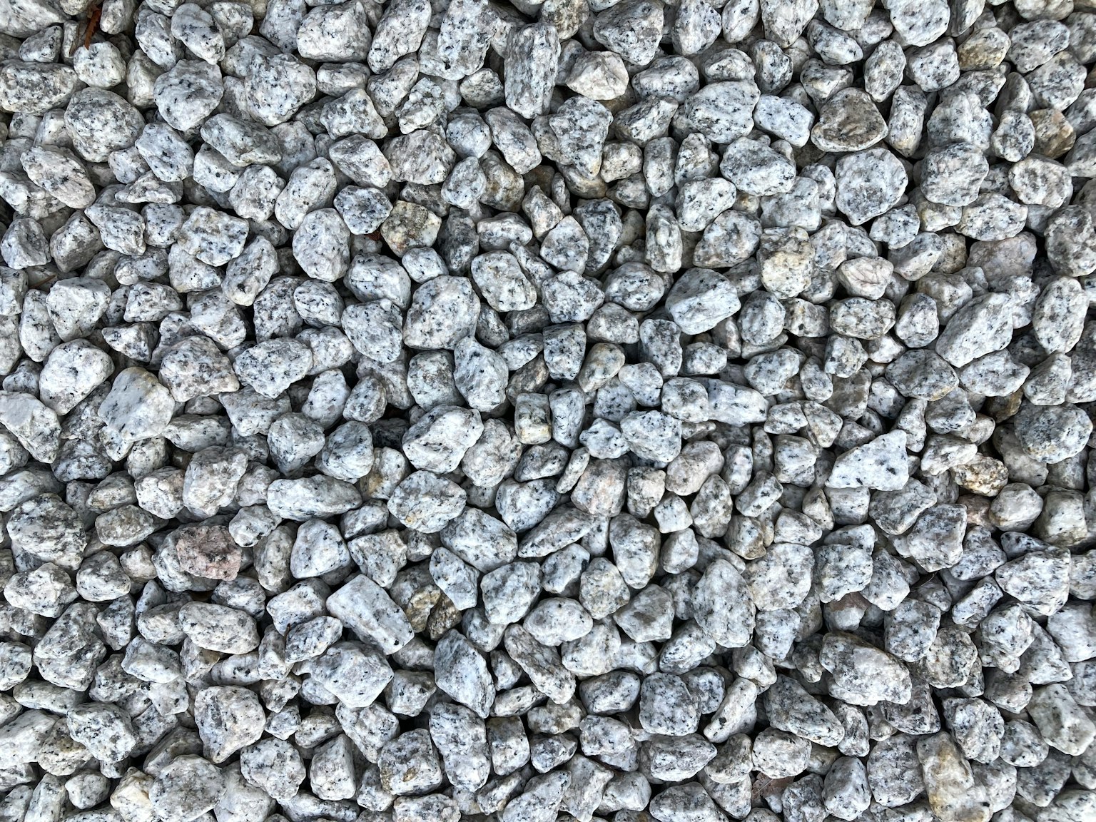 Close-up of gray gravel stones with a rough texture
