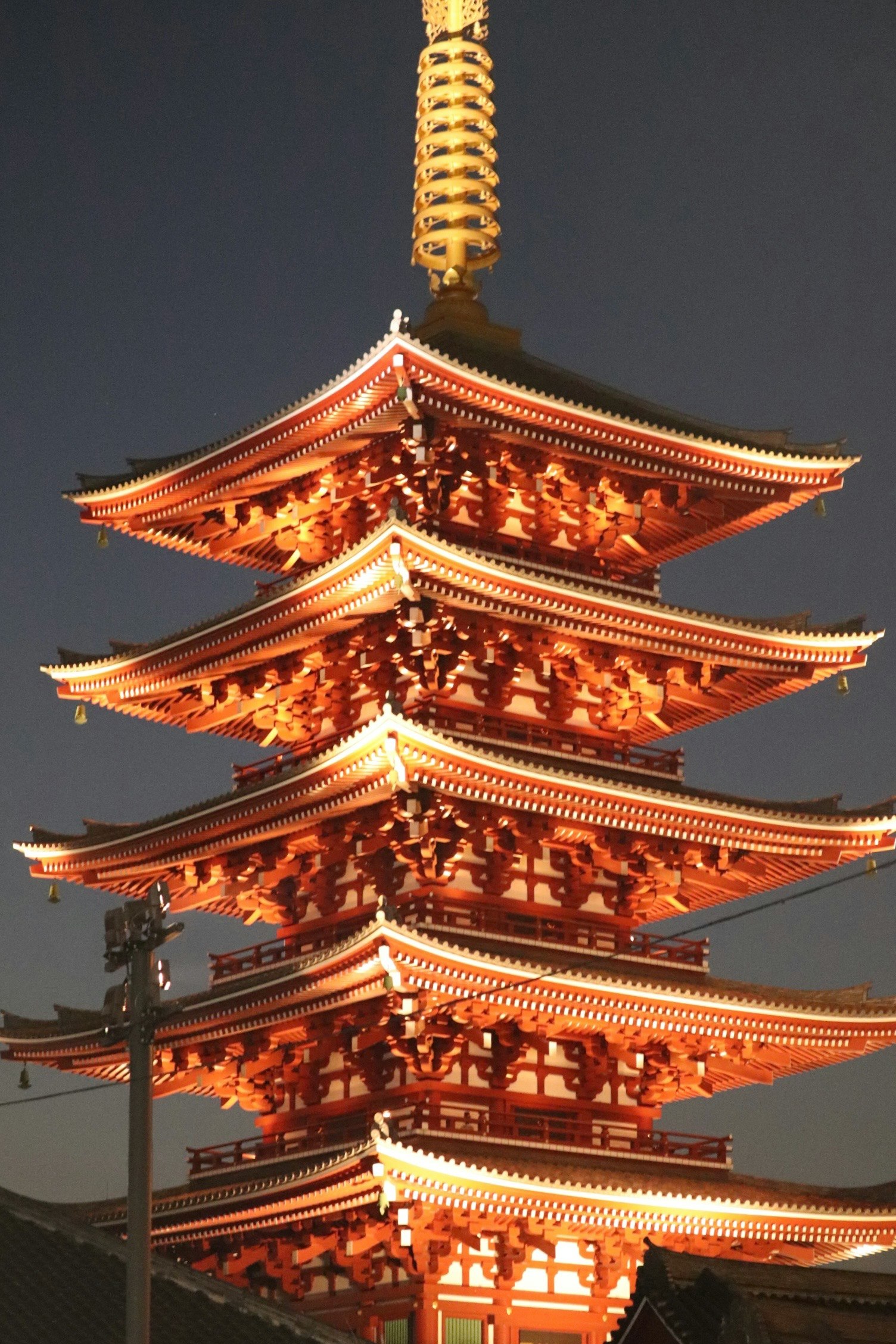 Asakusa Senso-ji five-story pagoda at night