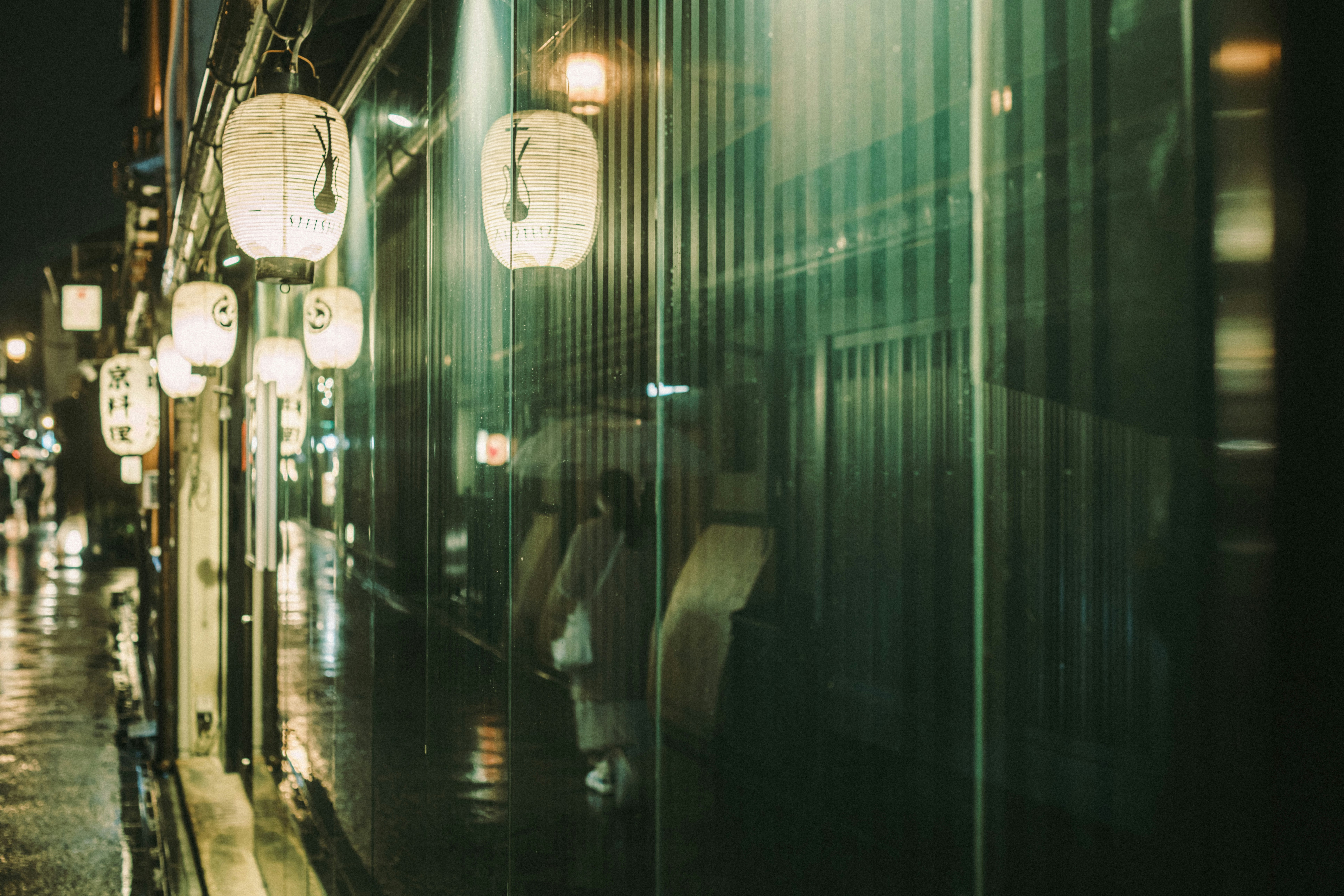 Entrance to a mirror-like alley in Pontocho