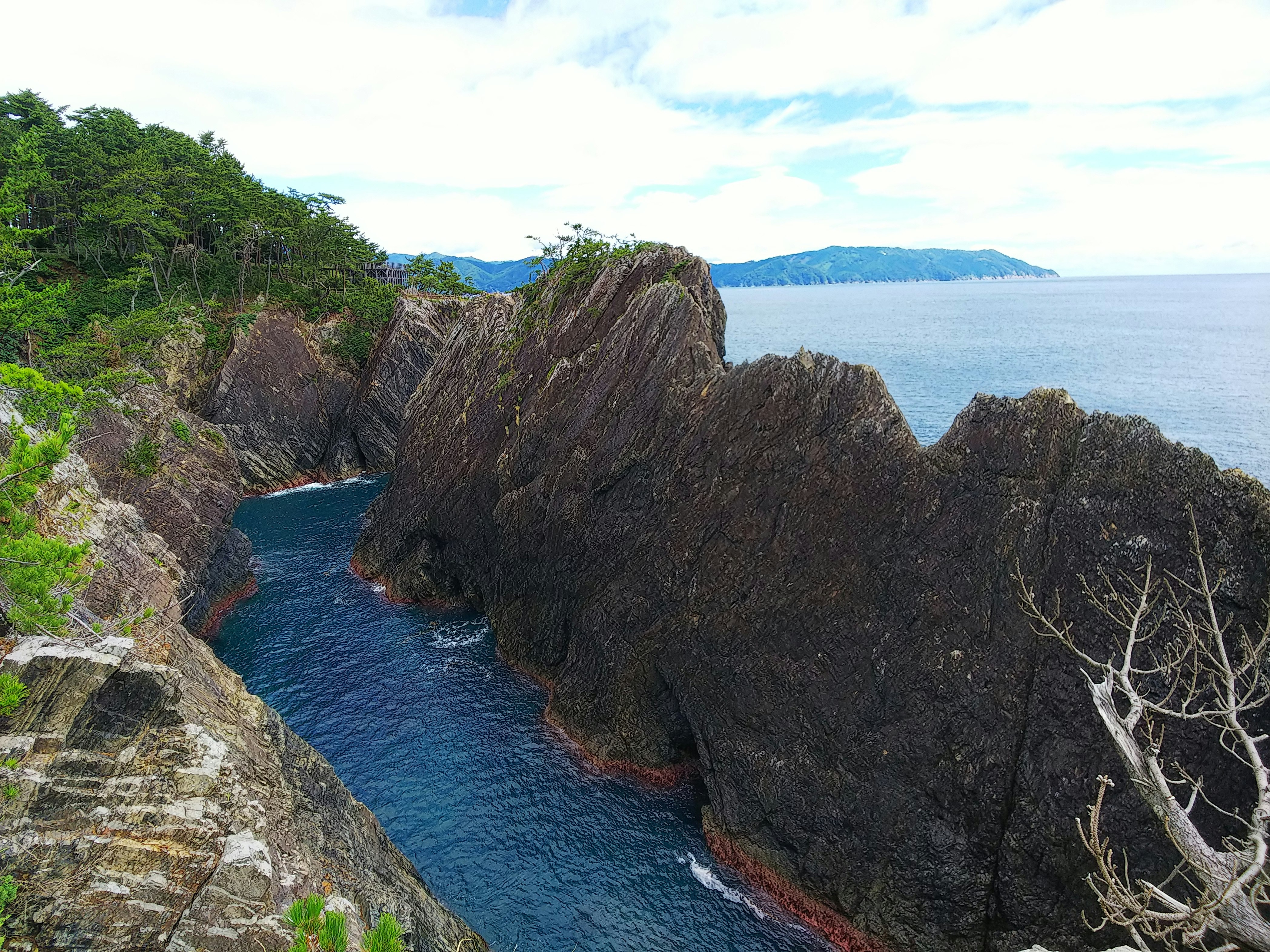 Falaises rocheuses et crique de la côte d’Ishigami sur l’océan Pacifique