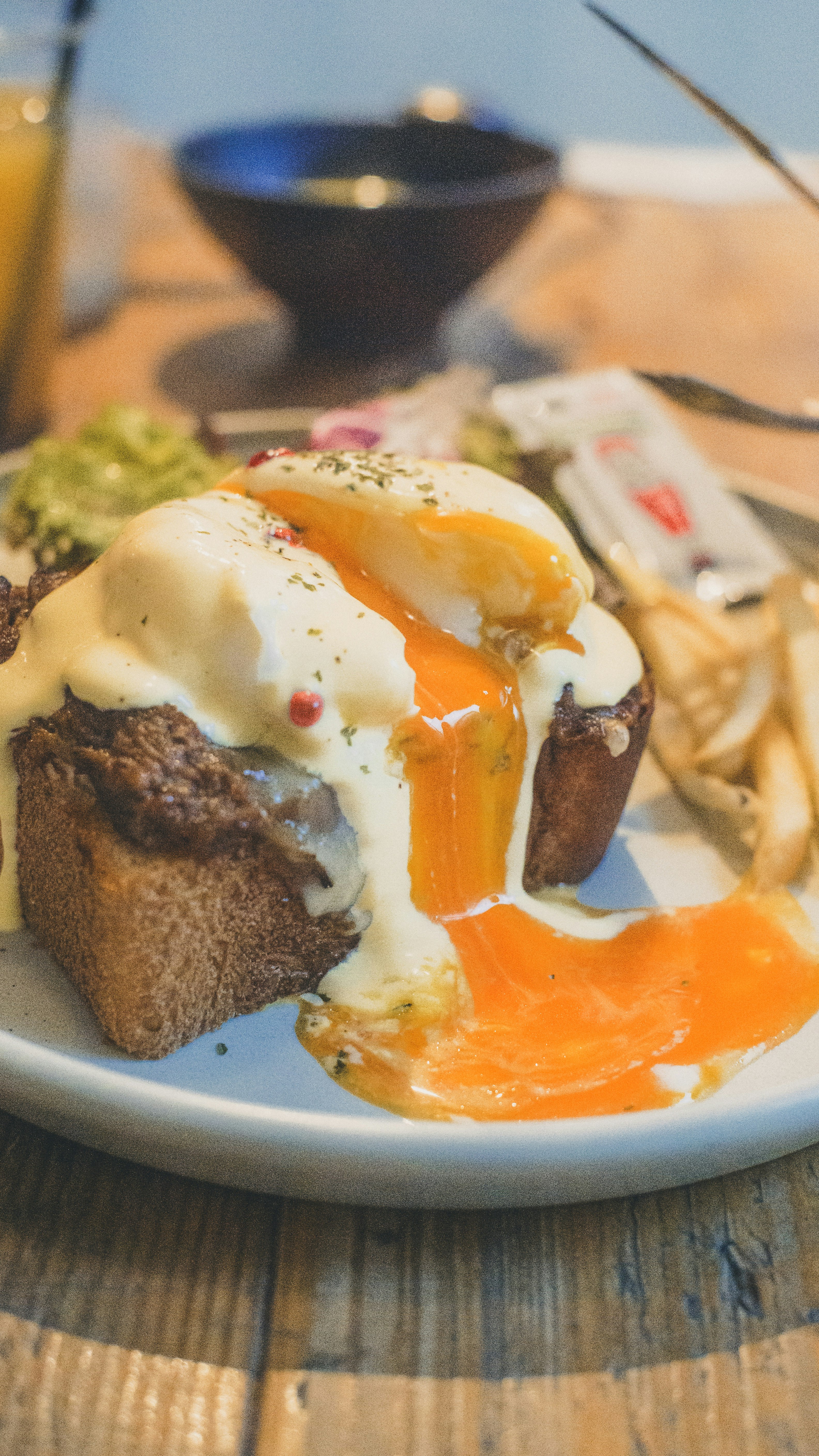 breakfast plate with fried eggs and potatoes