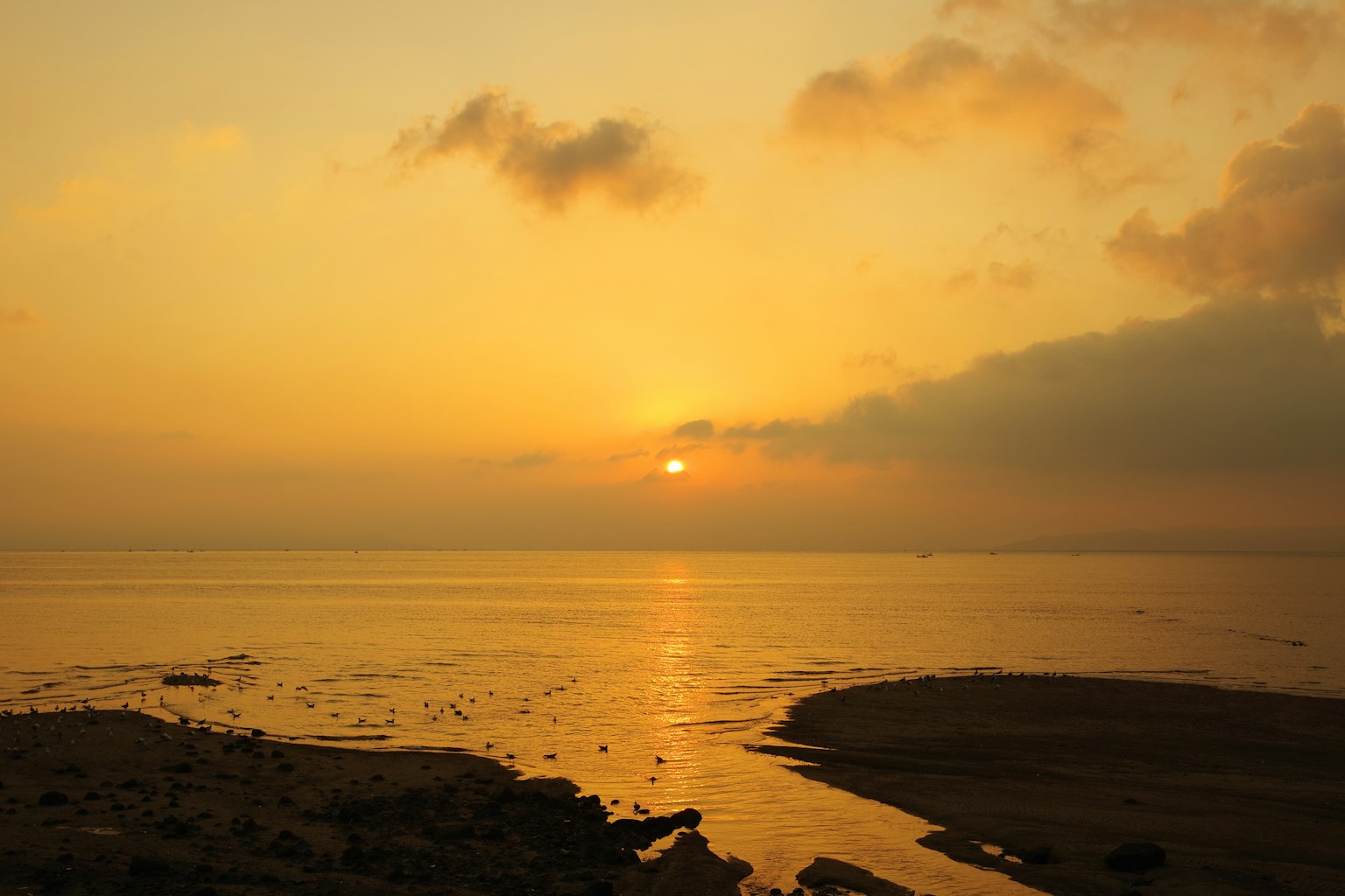 Beautiful landscape of the sunset over the sea