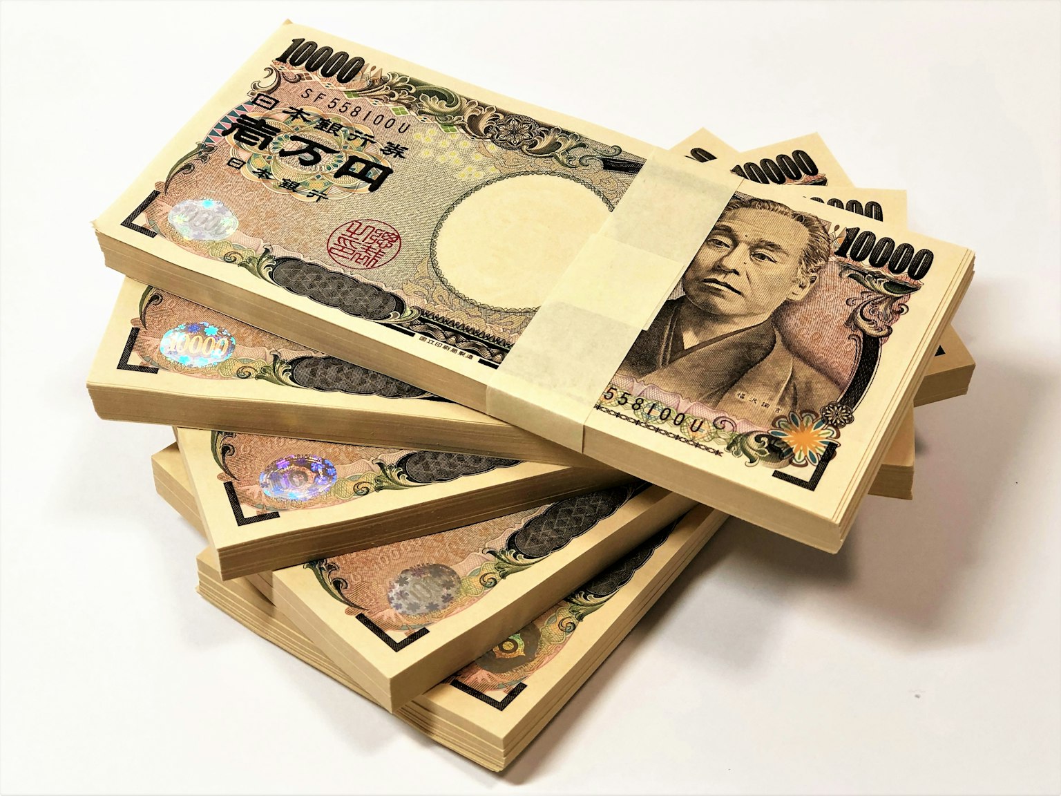 Mucchio di banconote da 10000 yen giapponesi