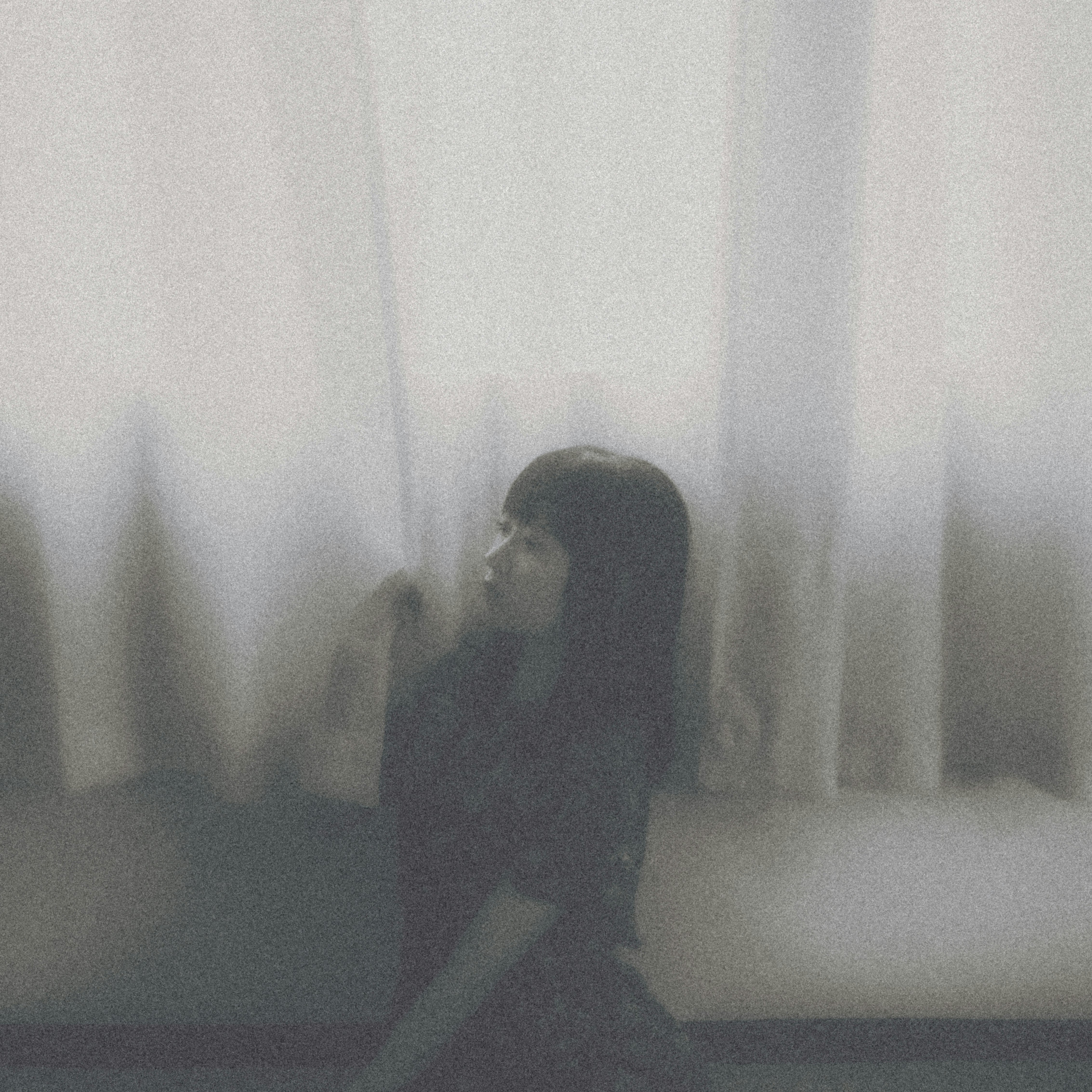 silhouette of a person standing in fog