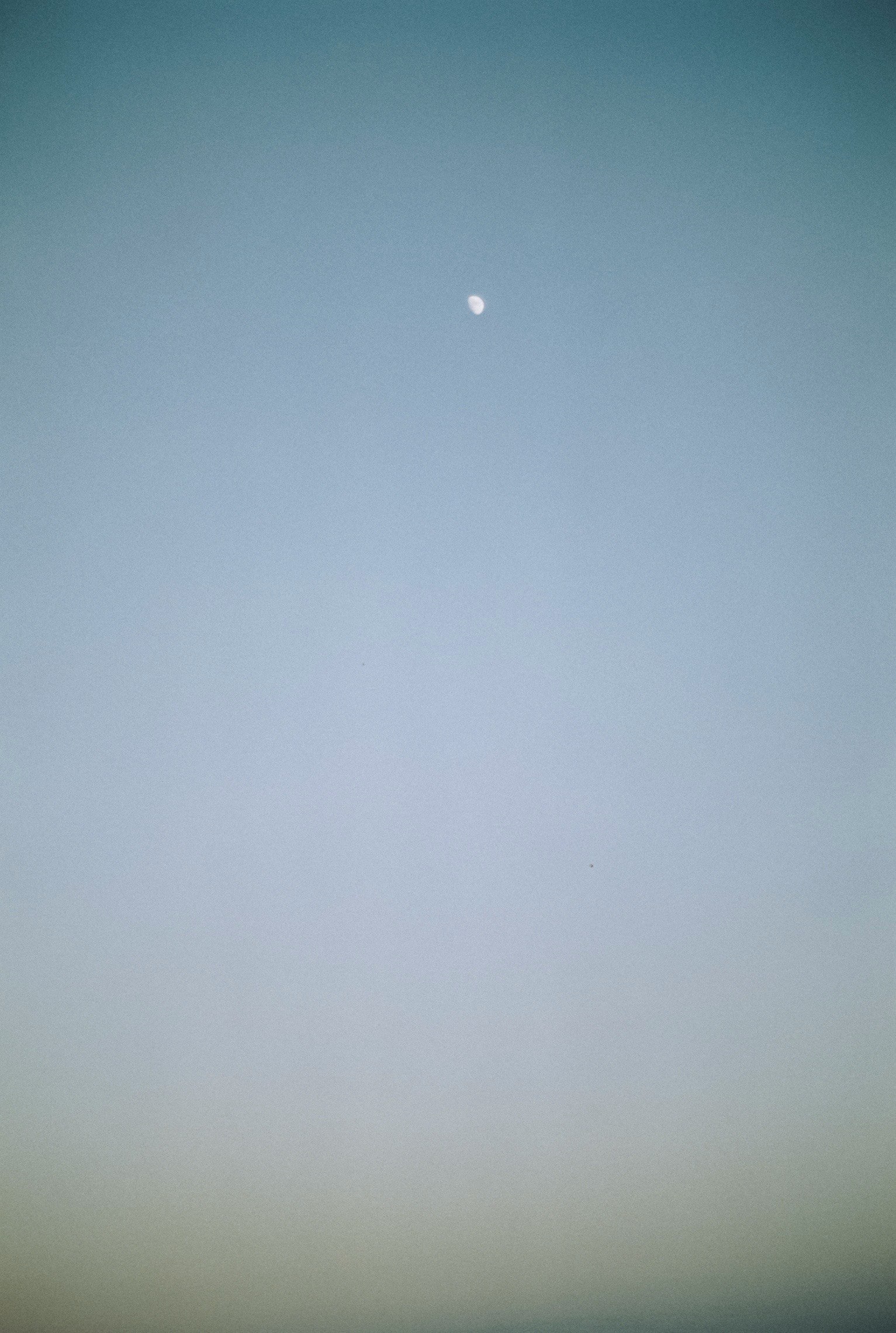 bulan kecil di langit senja biru