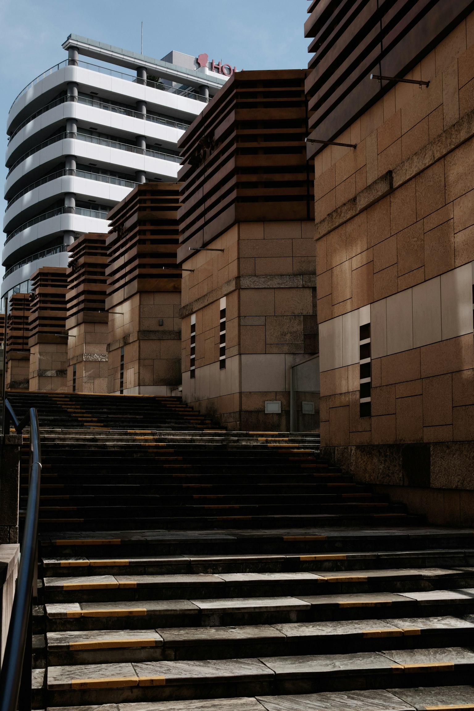 Urban landscape featuring modern architecture and stairs