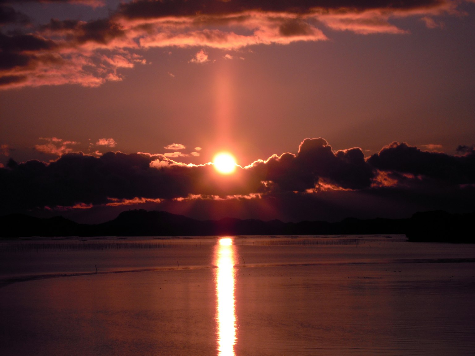 Beautiful sunset reflecting on the water surface