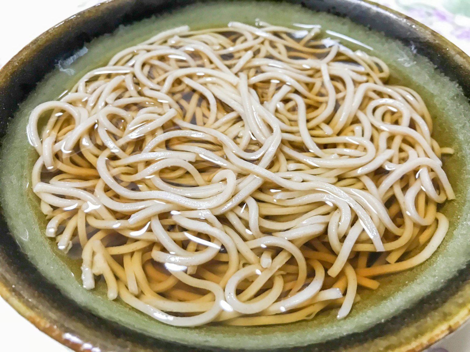 Close-up of soba noodles in a dish