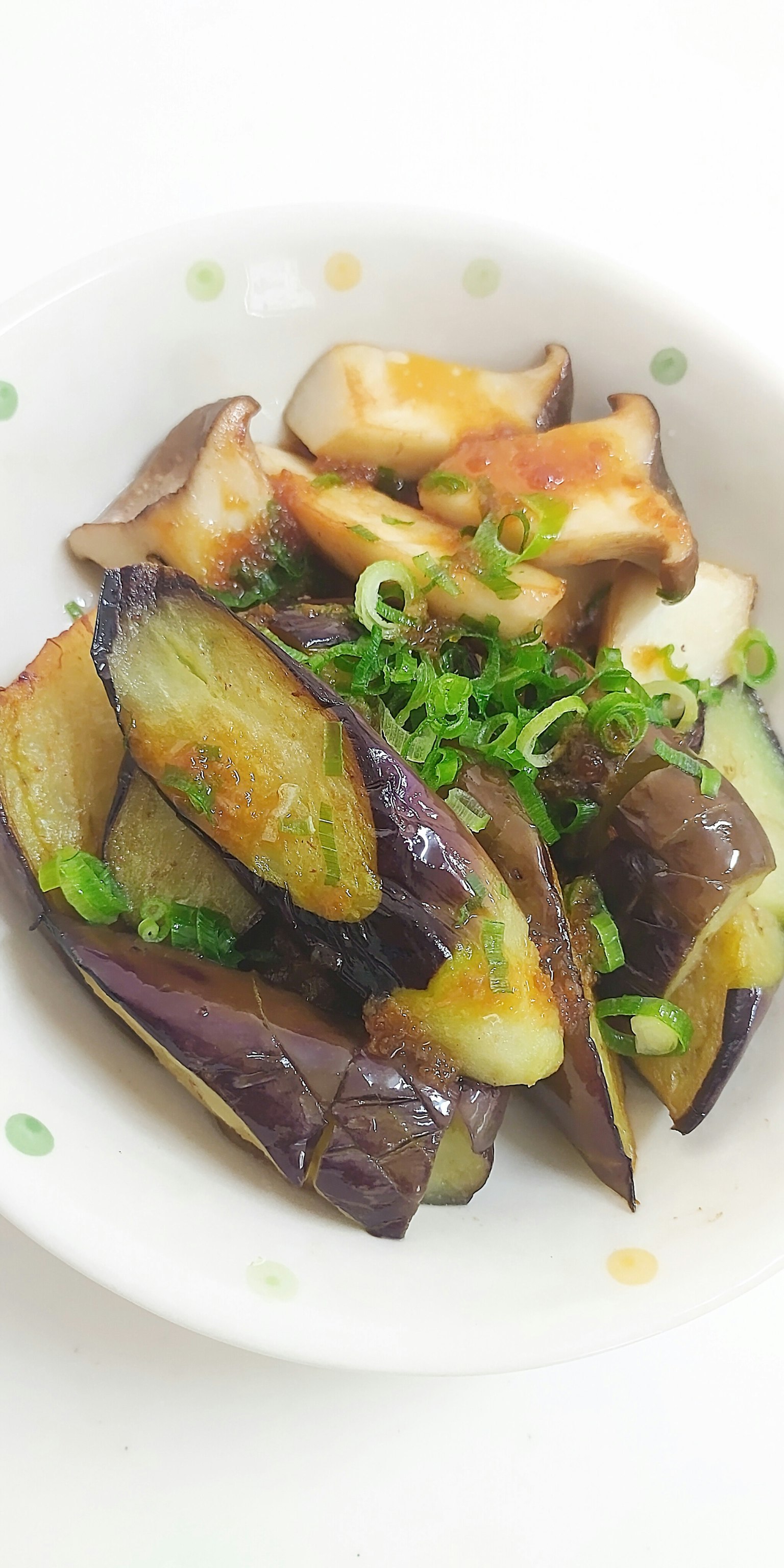 Plat d'aubergine grillée avec des oignons verts