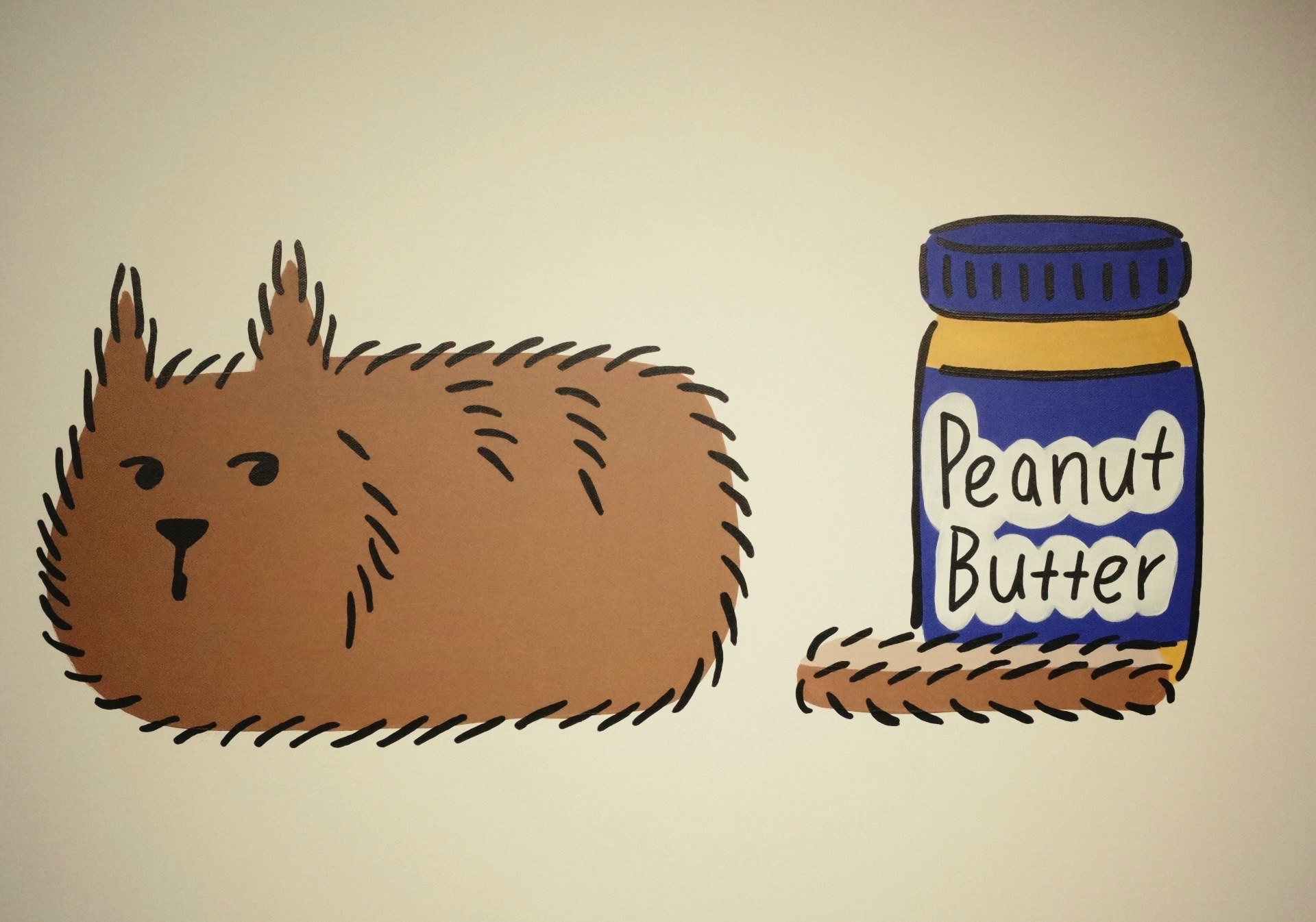 かわいいカピバラのイラストとピーナッツバターの瓶